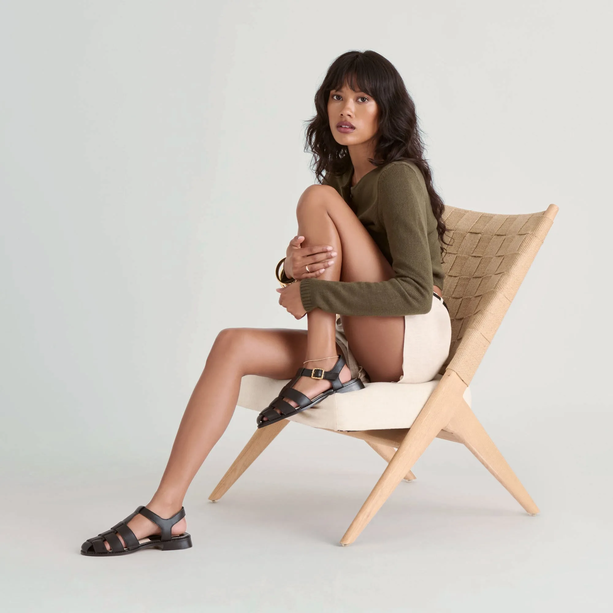 HOLIS SANDALS BLACK LEATHER All-Occasion Light Build