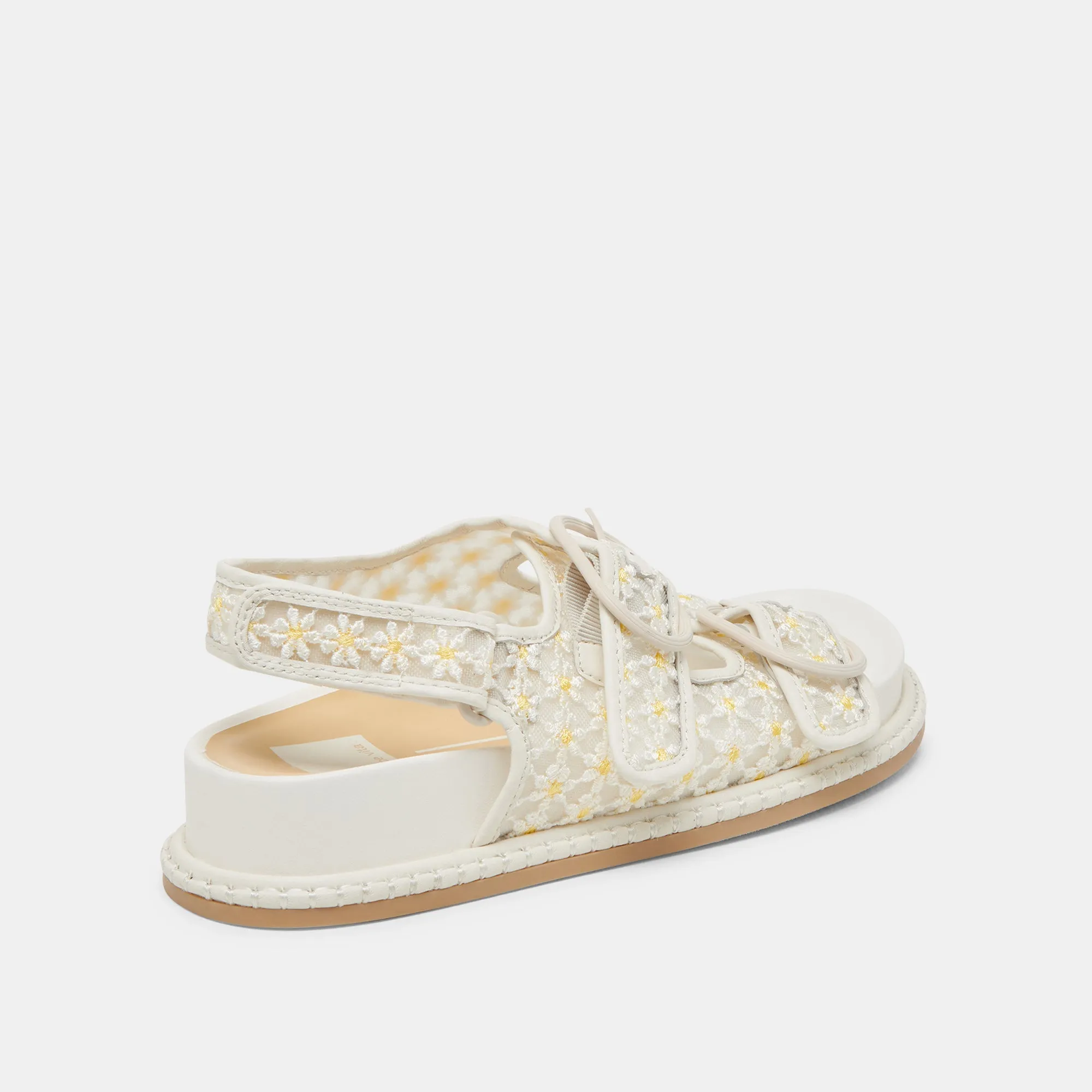 Outdoor Ready Shoes Chic Mode STUART FLORAL SANDALS WHITE YELLOW FLORAL MESH