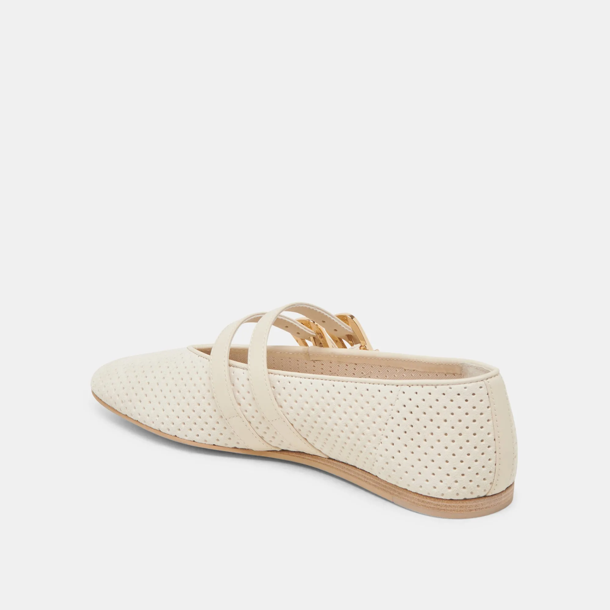 BAYLEE WIDE BALLET FLATS BONE PERFORATED SUEDE Ferry Step Guest Glow