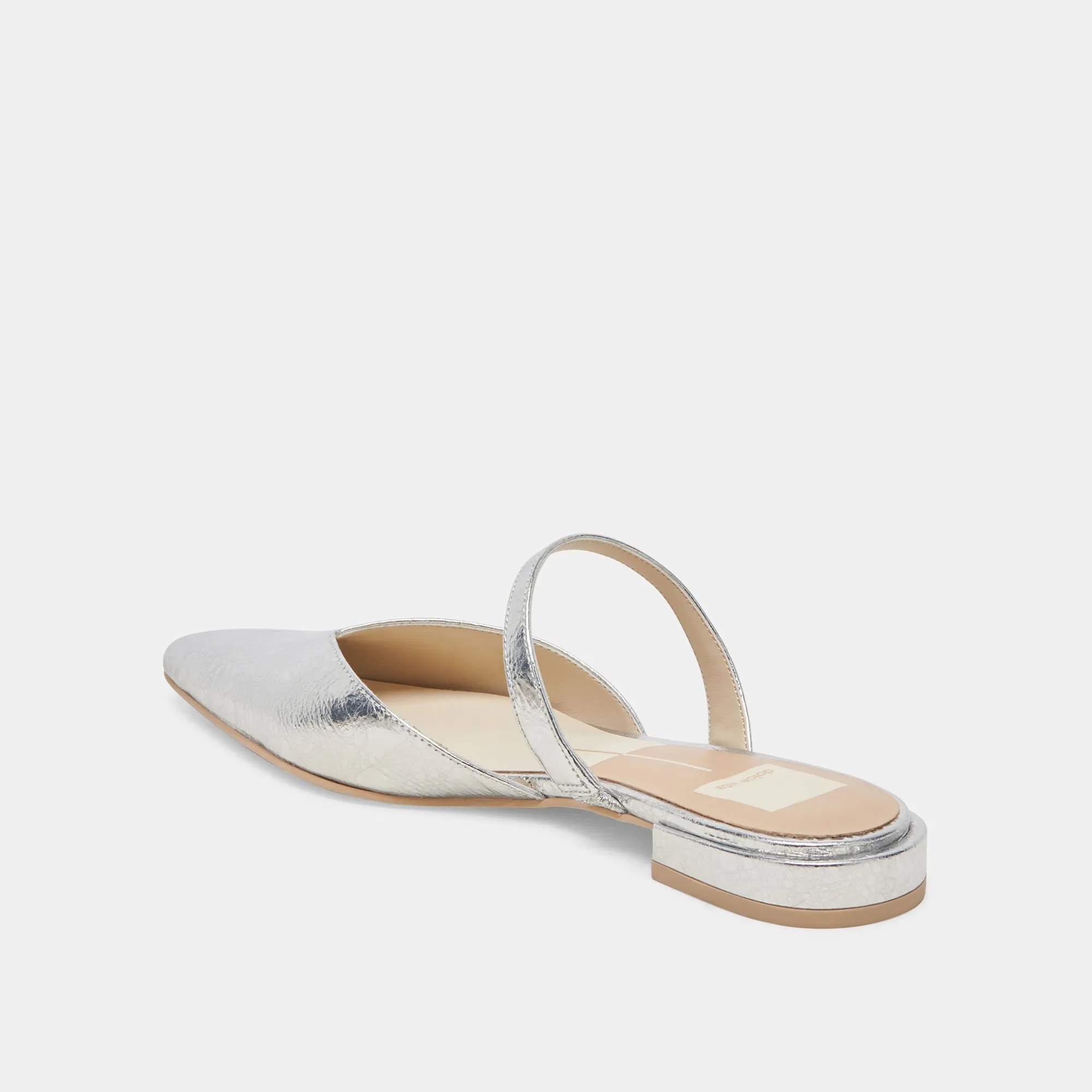 Story Glow KANIKA WIDE FLATS SILVER DISTRESSED LEATHER