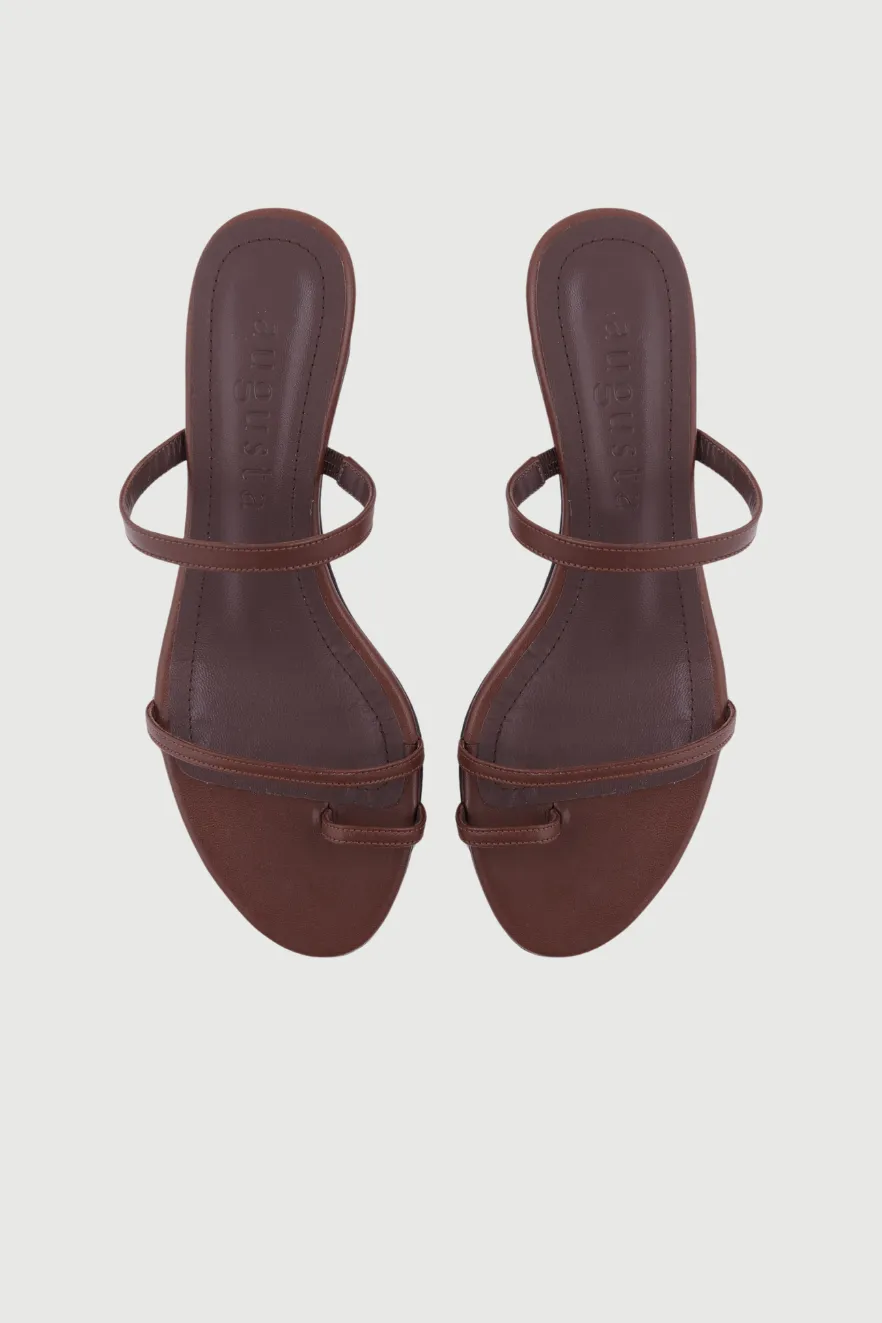Daisy Sandals in Chocolate Leather Chic Party Heels
