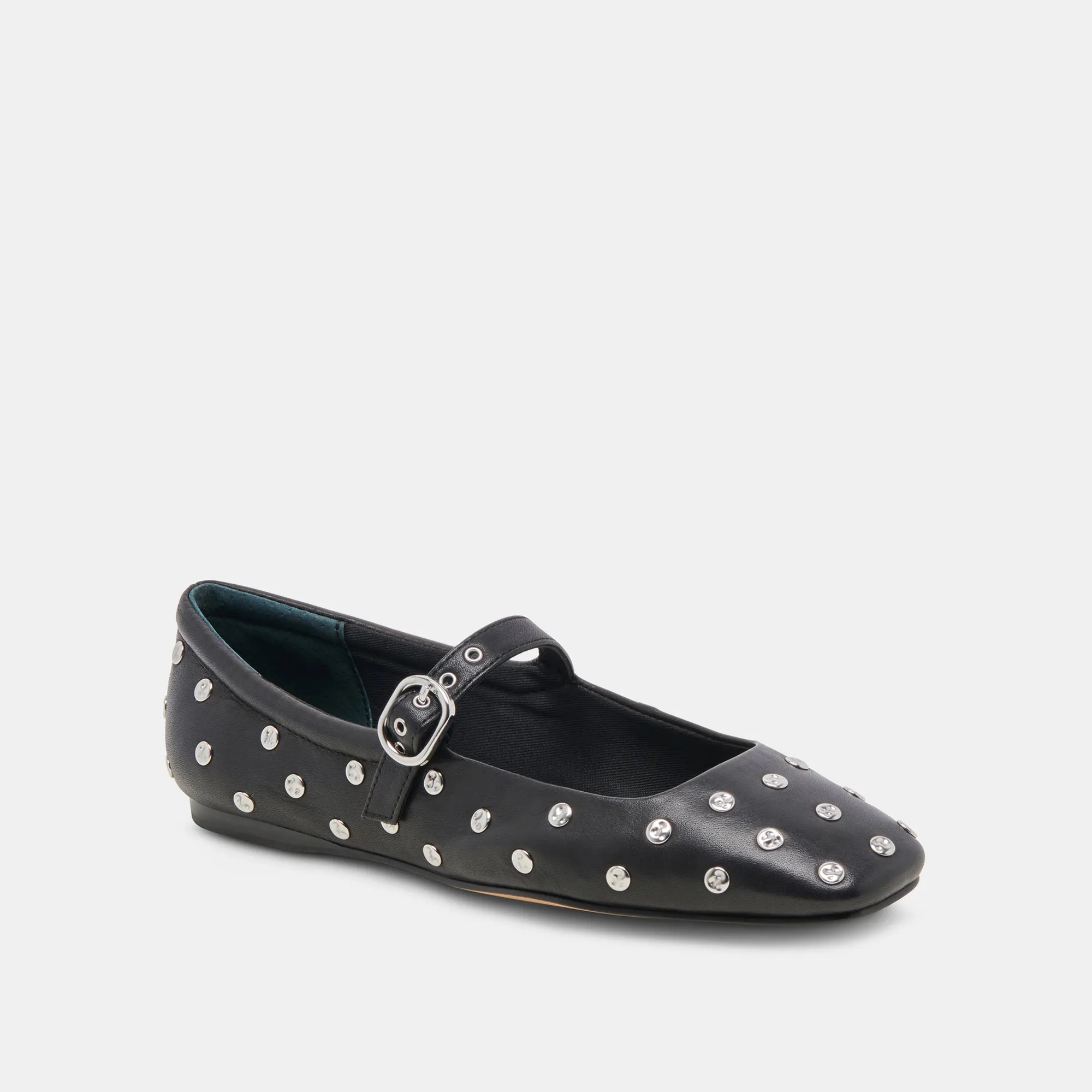 REYES STUD BALLET FLATS BLACK LEATHER Lesson Day