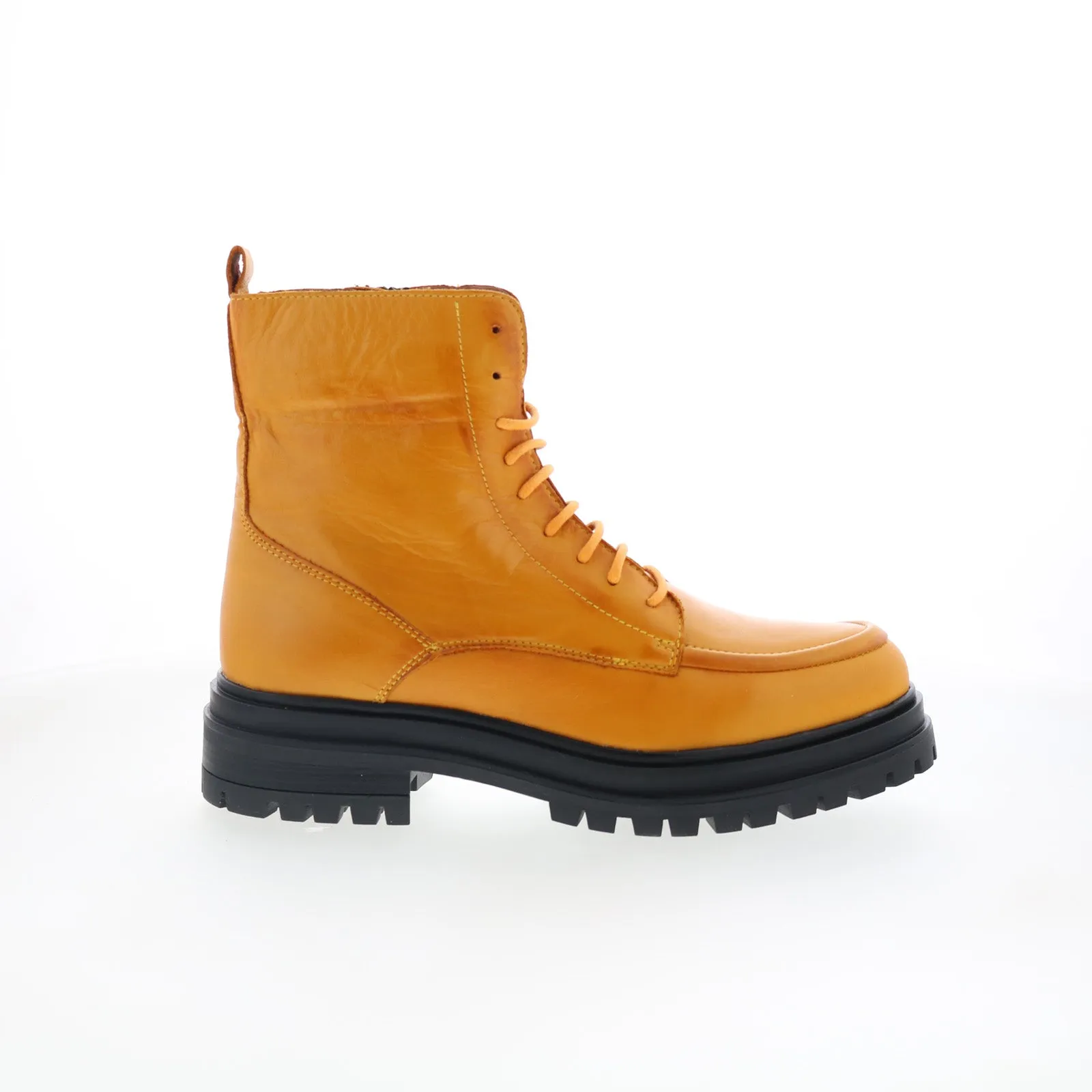 Miz Mooz Lilac LILCA Womens Yellow Leather Lace Up Casual Dress Boots Tough Exterior