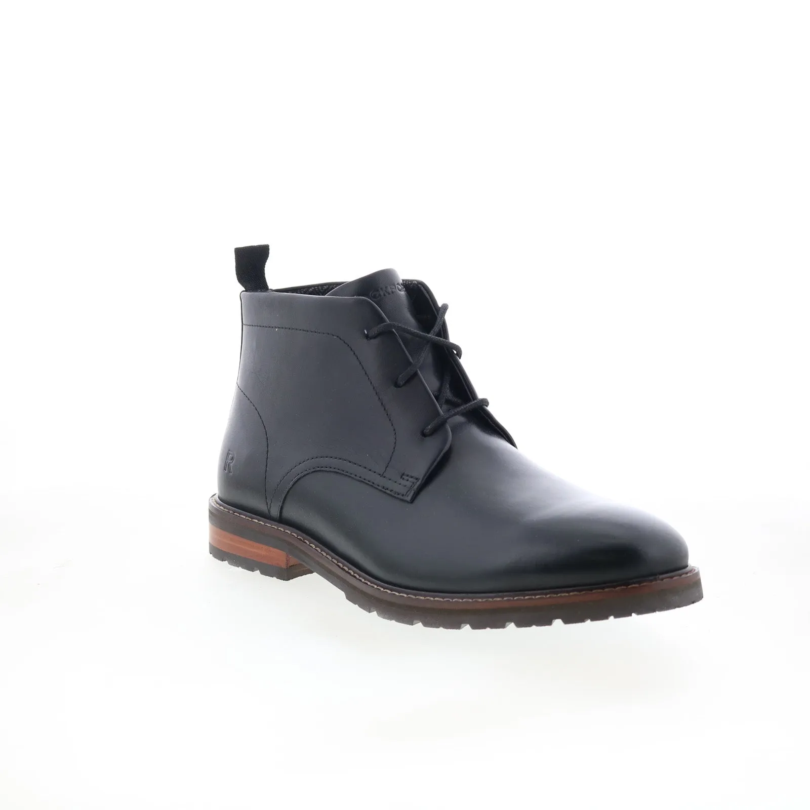 Rockport Caspe RMCASPE Mens Black Wide Leather Lace Up Chukkas Boots Cozy Interior Tough Weather