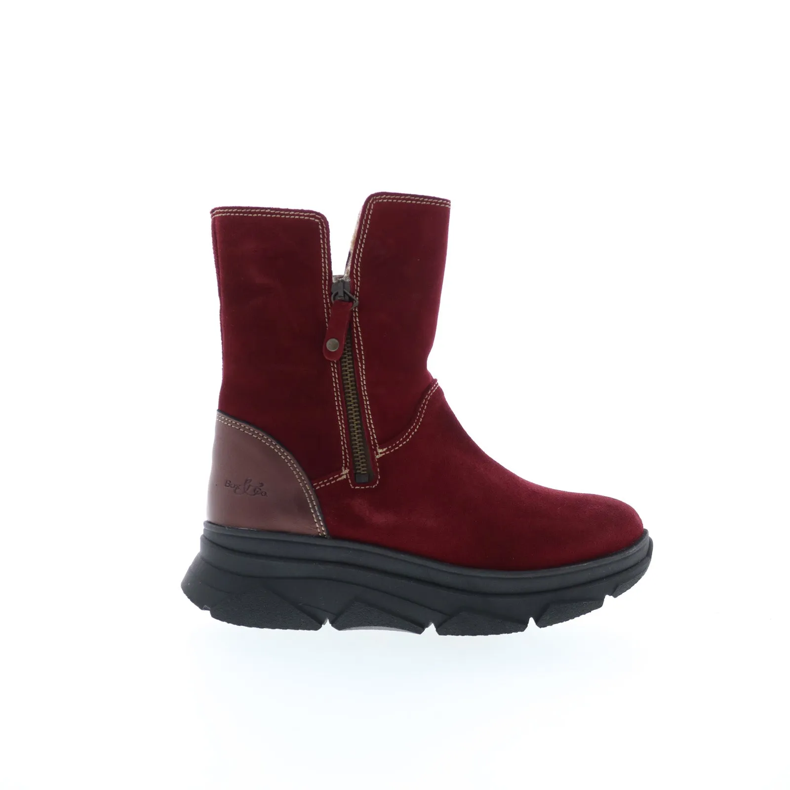Bos. & Co. Padi Womens Red Suede Zipper Ankle & Booties Boots Stable Ankle