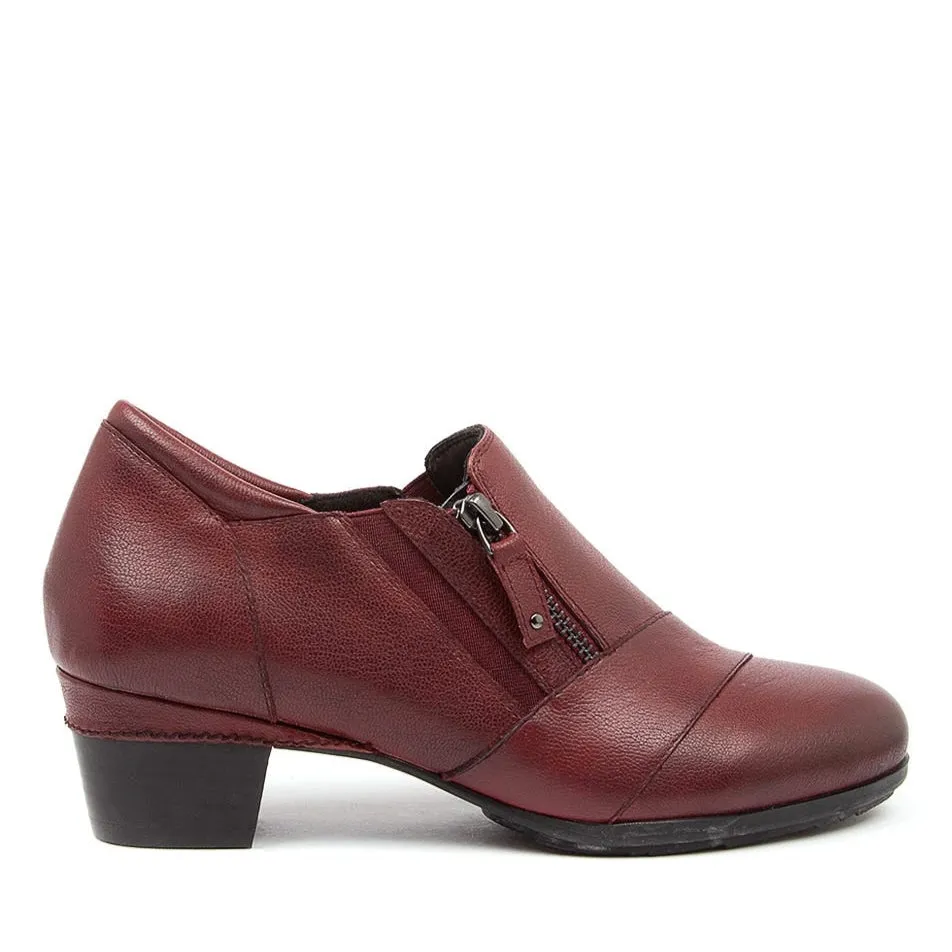 Comfort Cushion Vintage Style Heels ZIERA CAMDEN DARK RED