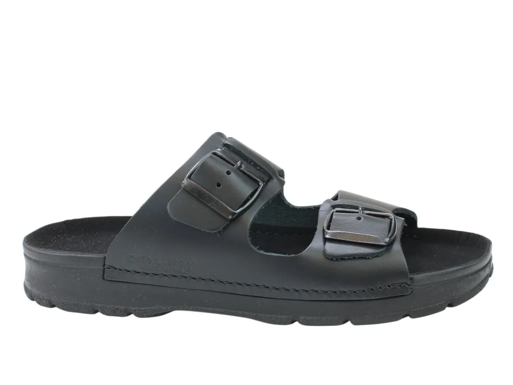 OmaKing M?rdi Classic leather sandals black Soft Cushioned Footwear Open Finish