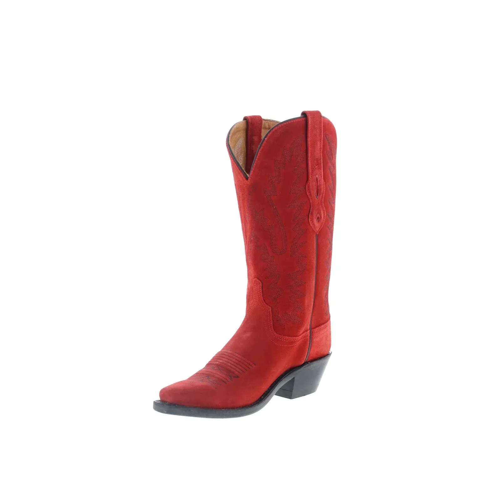 Elastic Band Jama Old West LF1519 Womens Red Suede Slip On Cowboy Western Boots