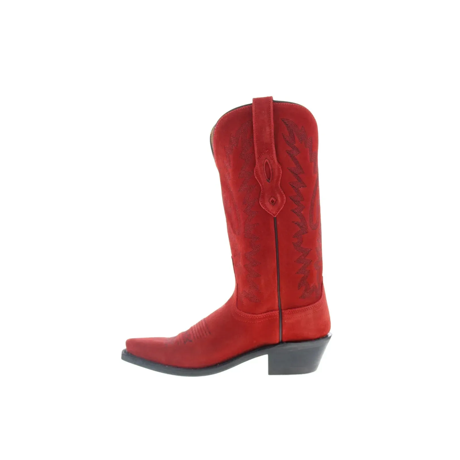 Jama Old West LF1519 Womens Red Suede Slip On Cowboy Western Boots Beach Walk Statement Piece