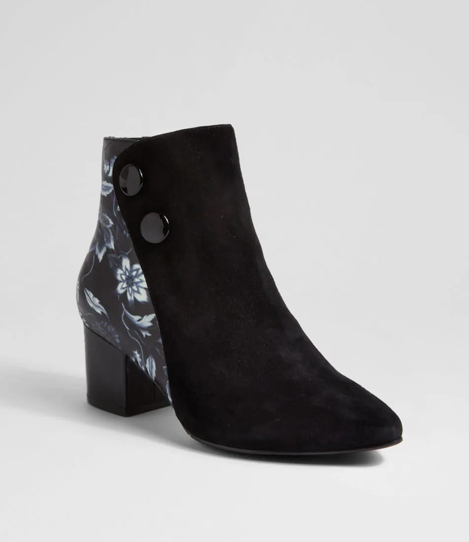 Comfortable Boots Neutral Build ZIERA VEYDA BLACK WHITE FLOWER