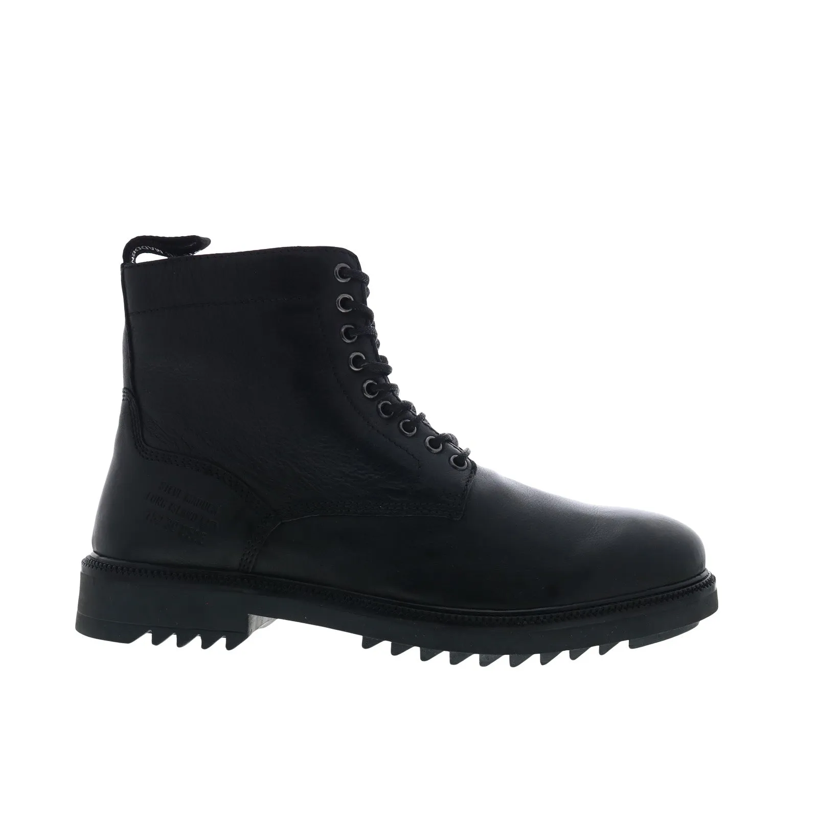 Music Festival waterproof Steve Madden Abbas ABBA01M1 Mens Black Leather Lace Up Casual Dress Boots
