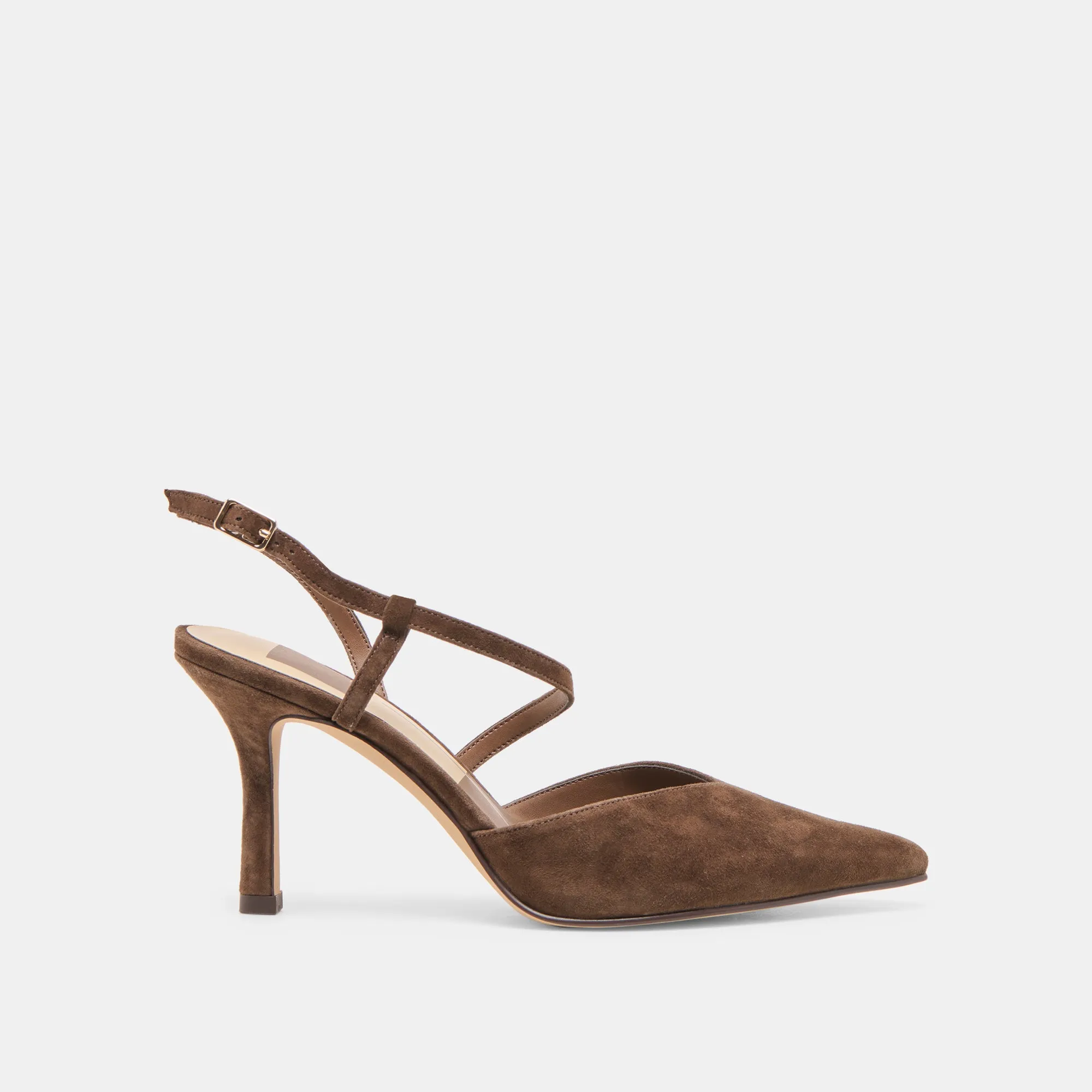 Comfort Fit Comfortable Footbed KAMRA HEELS DK BROWN SUEDE