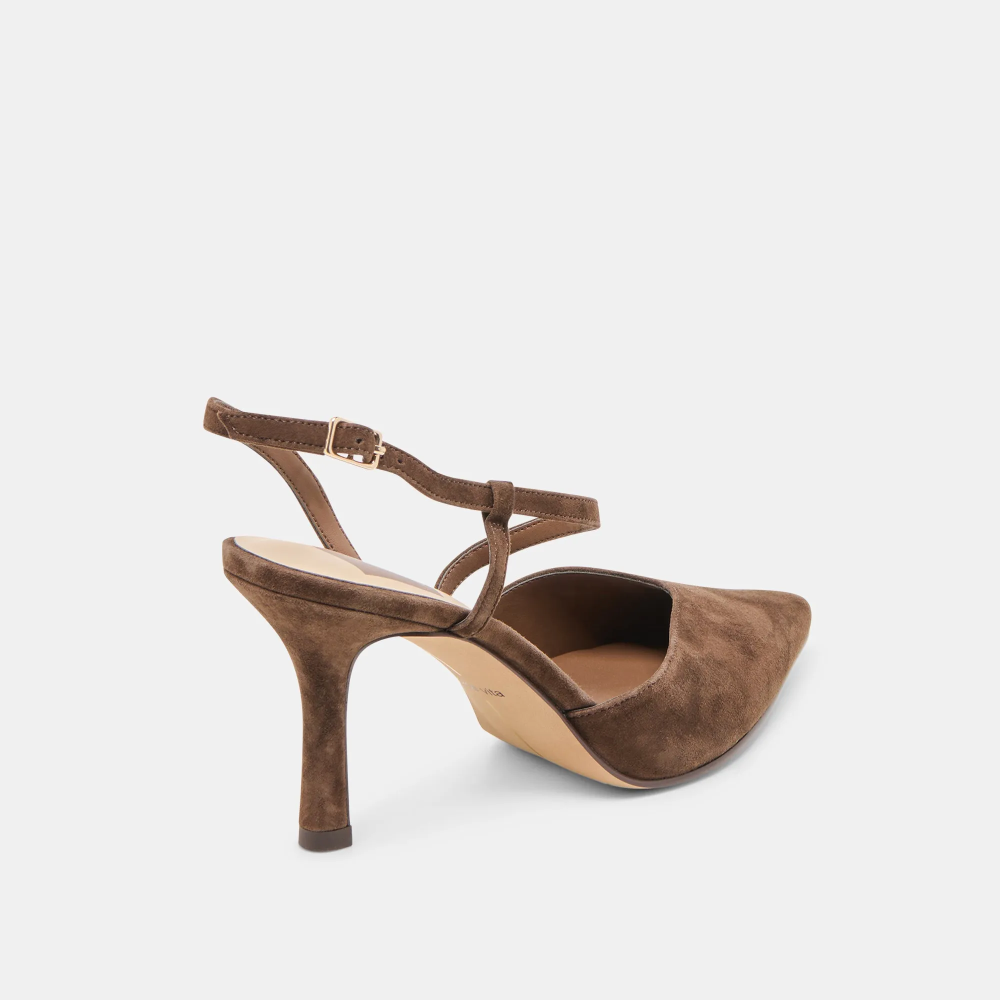 KAMRA HEELS DK BROWN SUEDE Textured Heels Casual Pumps