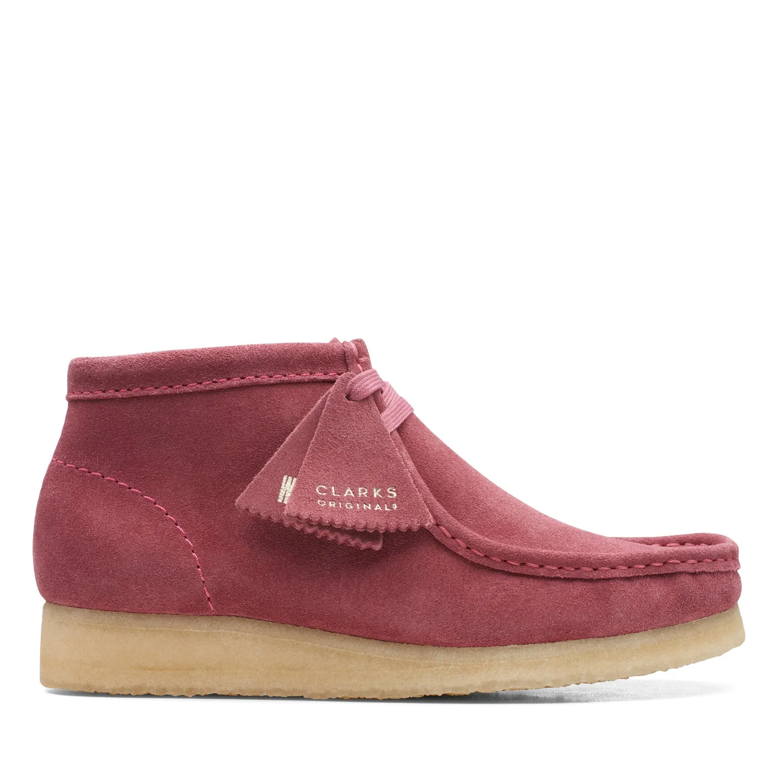 Clarks Wallabee Boot 26168667 Womens Pink Suede Lace Up Chukkas Boots High Ankle Support Cold-resistant