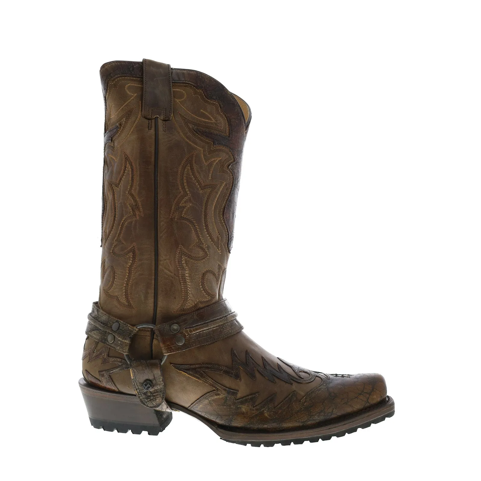 Stetson Outlaw Lug Bad Guy Biker Tru X Mens Brown Wide Cowboy Western Boots Easy Layer