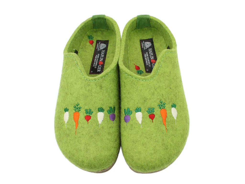 Street Ball Power Grip Haflinger Clogs Grizzly Vegetables Green