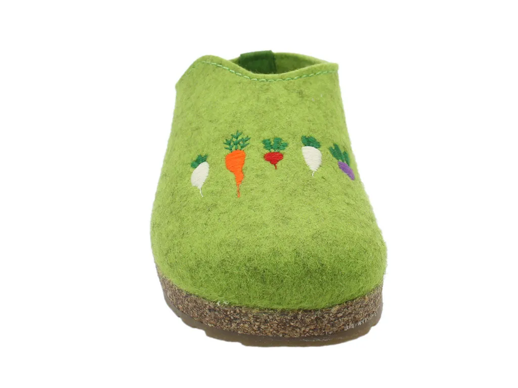 Stride Easy Street Fit Haflinger Clogs Grizzly Vegetables Green