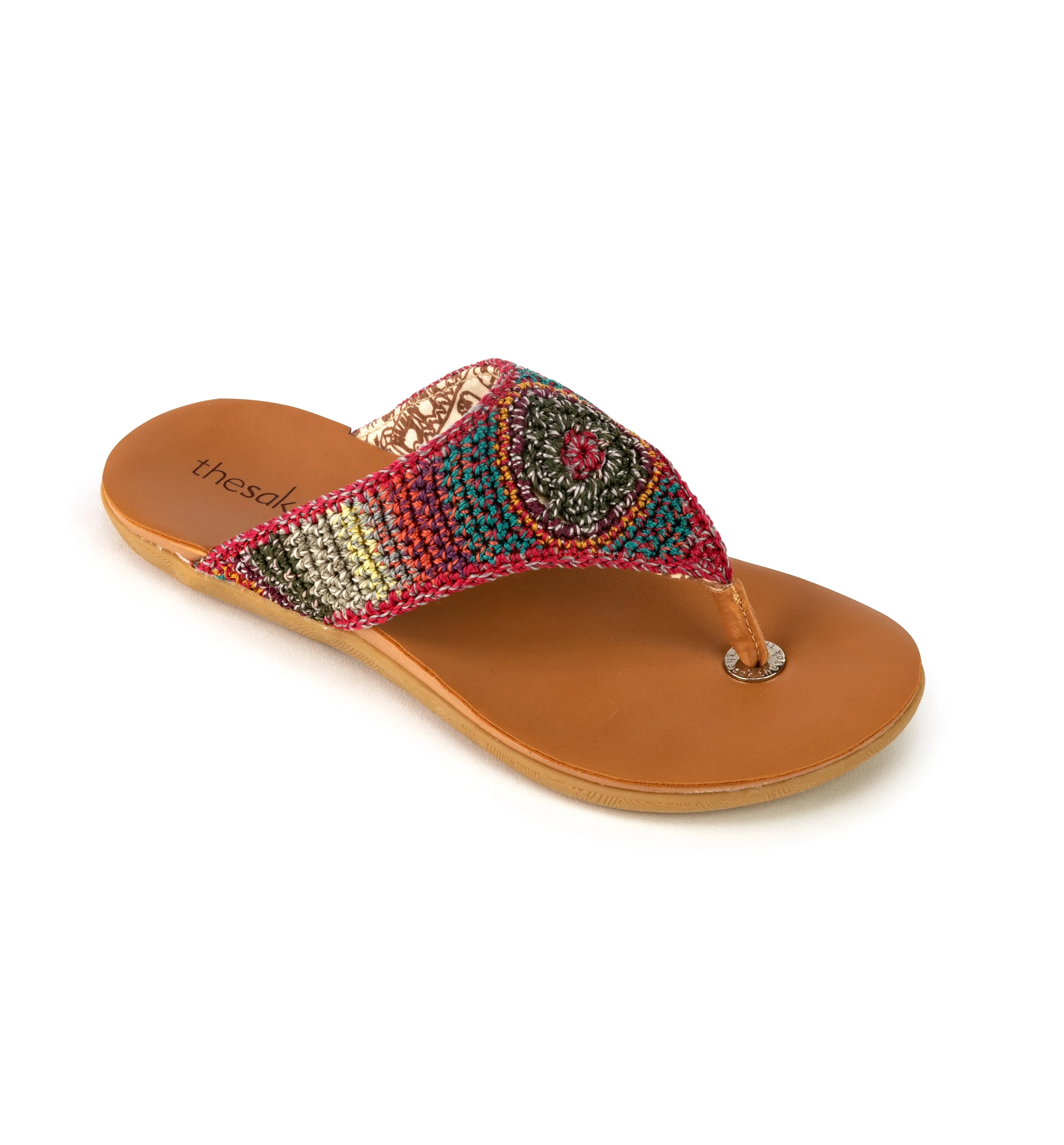 Shana Sandal - Hand Crochet - Sunset Stripe Batik Lining Hero Mode Soft Tone
