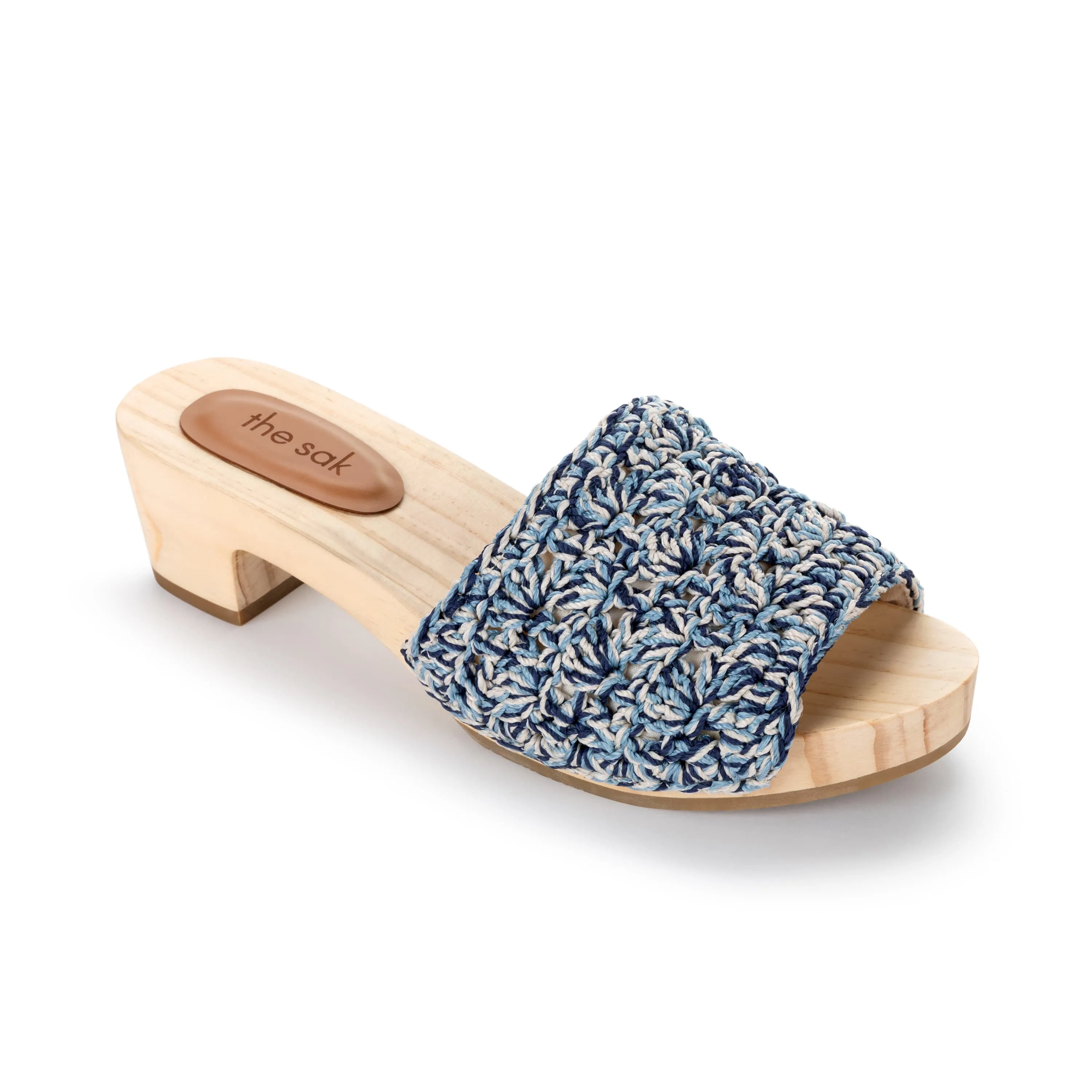Ella Clog Sandal - Hand Crochet - Blue Static Shell Pack Safe Step Light