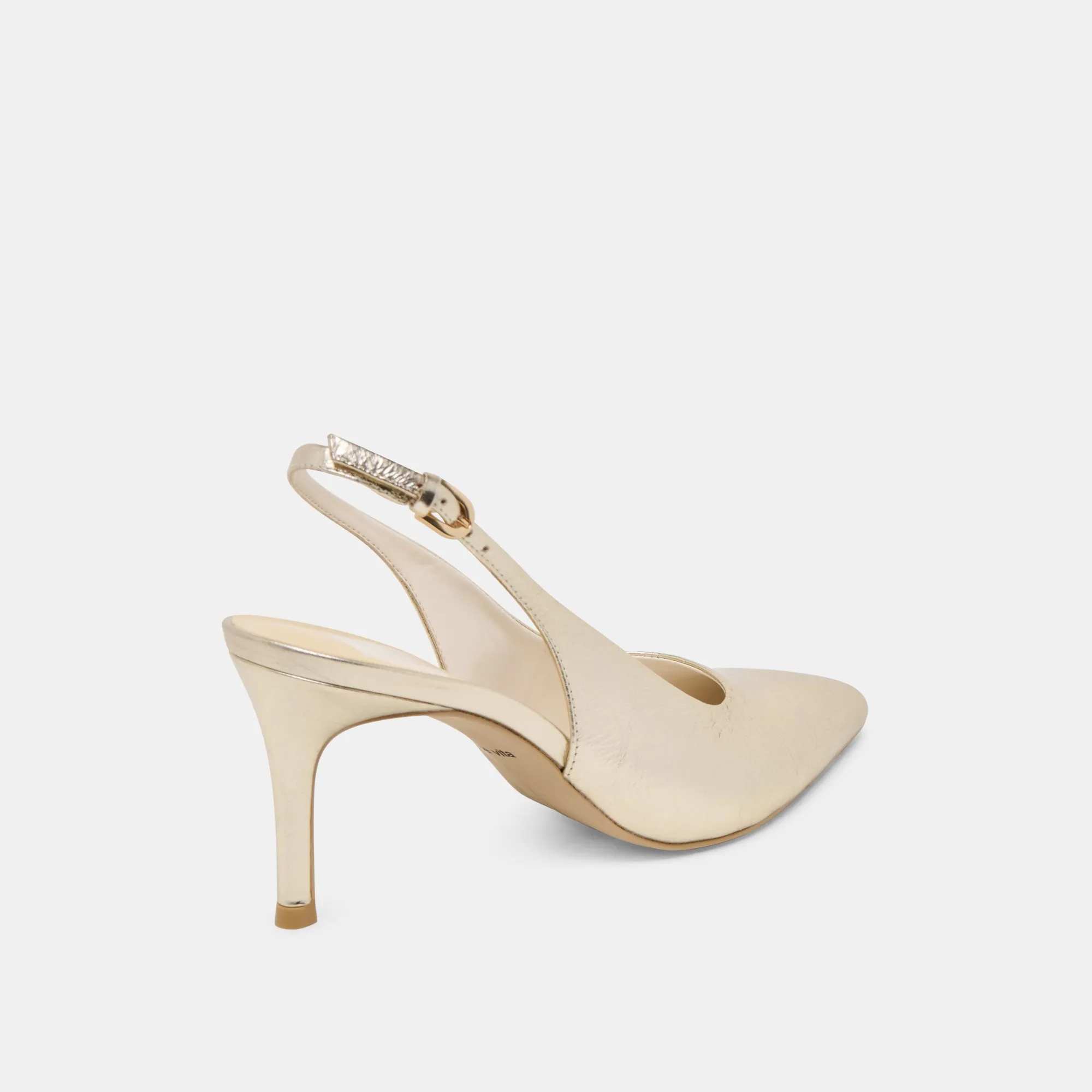ELASI HEELS LIGHT GOLD CRINKLE PATENT Ankle Strap Heels