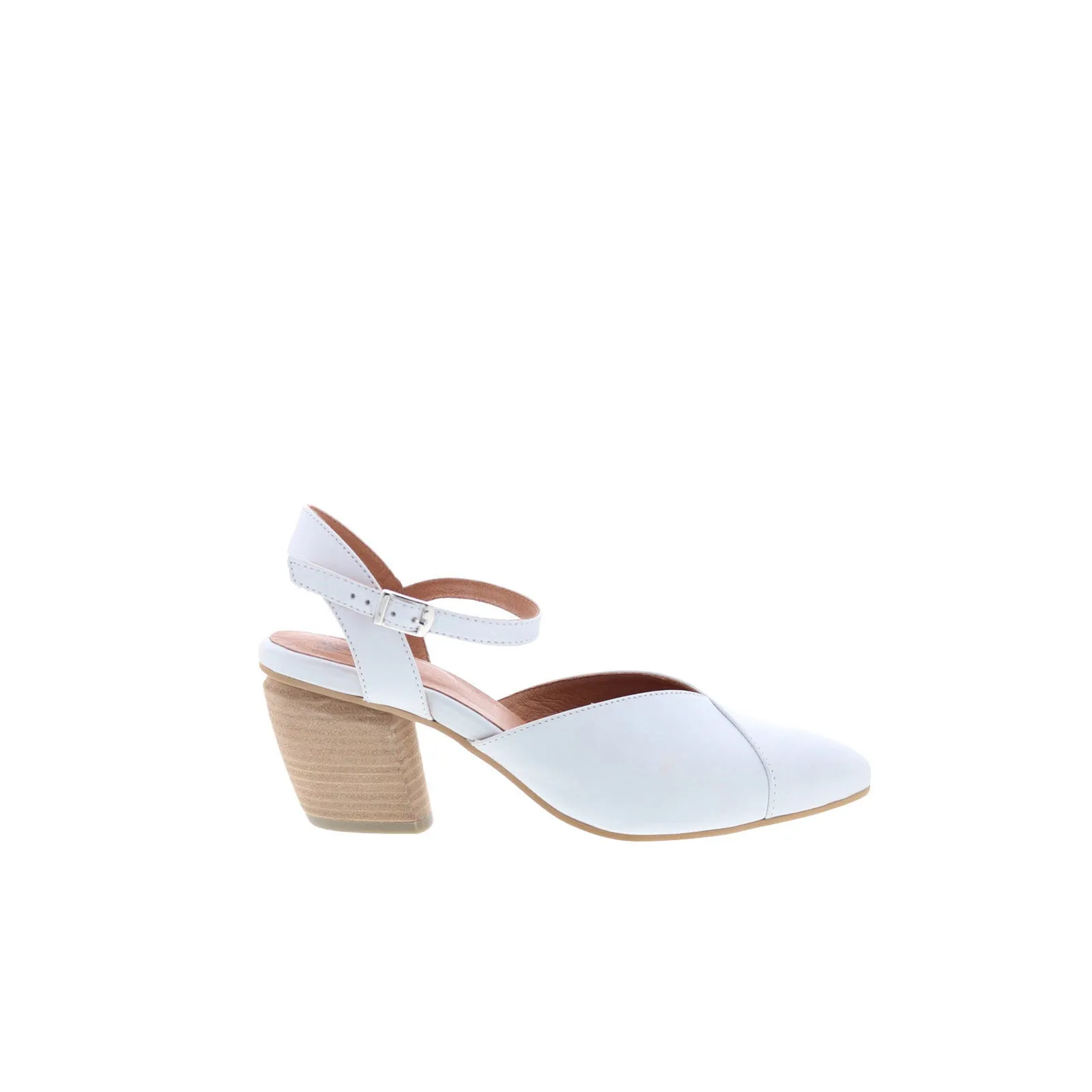 Breathable Upper elegant design Miz Mooz Alina Womens White Leather Hook & Loop Strap Heels Shoes