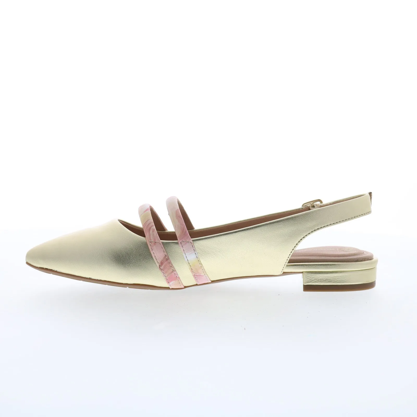 Rockport Oh Joy! Farrah 2-Strap CJ2461 Womens Gold Leather Strap Heels Shoes lightweight fabric