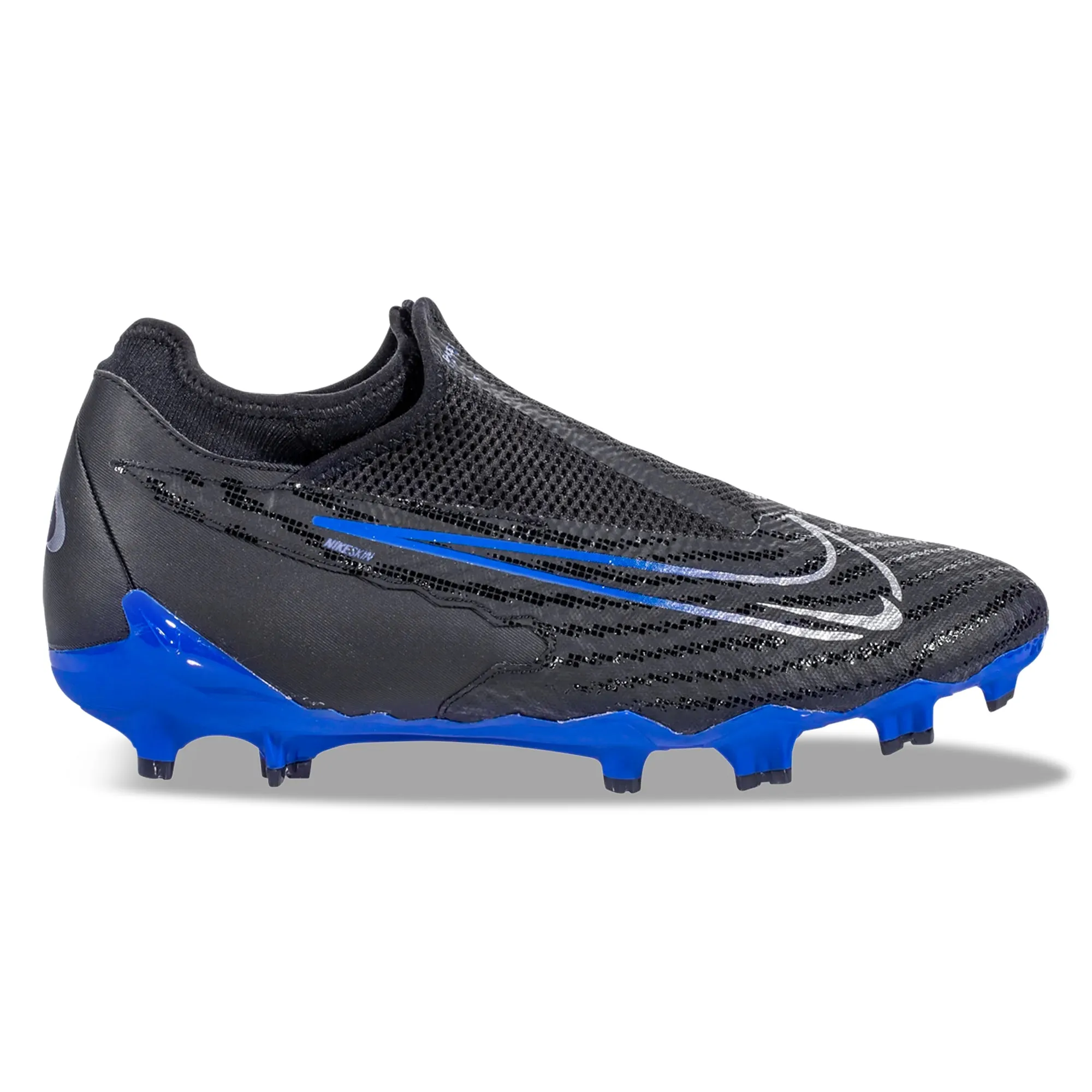 Nike Phantom GX Academy DF FG/MG Soccer Cleats (Black/Chrome-Hyper Royal) Indoor Practice