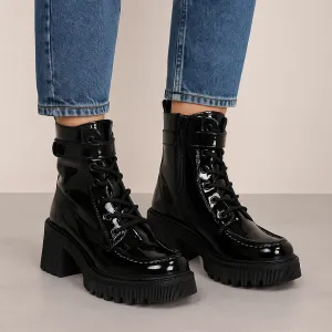 DJANGO & JULIETTE ZIVEN BLACK PATENT Secure Closure Functional Fit