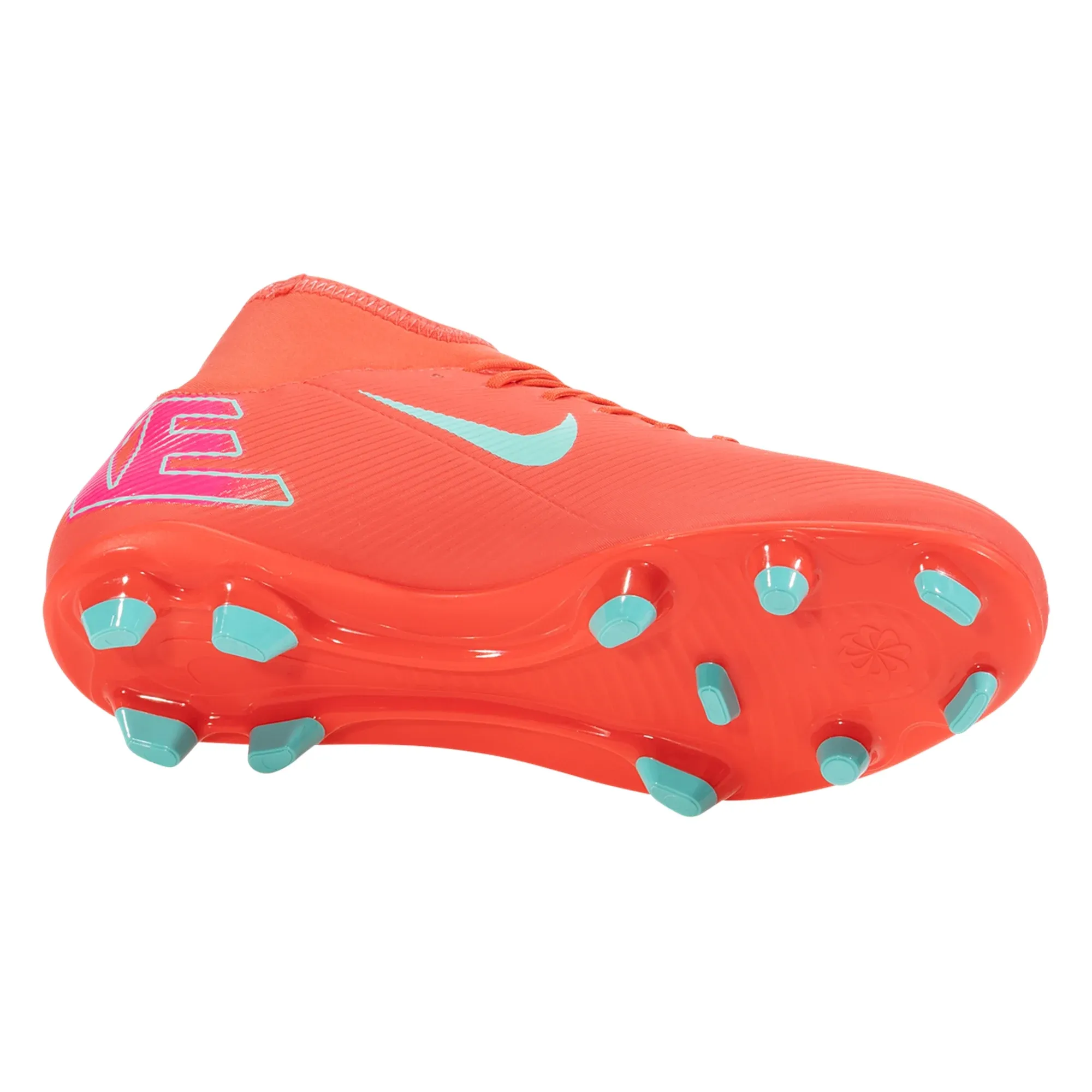 Side Traction Nike Superfly 10 Club FG/MG Soccer Cleats (Ember Glow/Aurora Green)