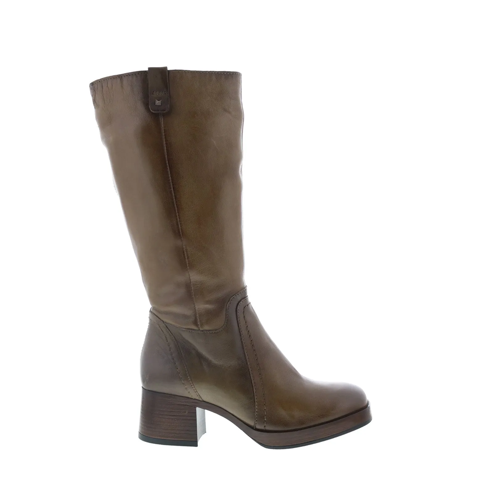 Miz Mooz Mollie Womens Green Leather Zipper Knee High Boots High Arch Comfortable Heel Counter