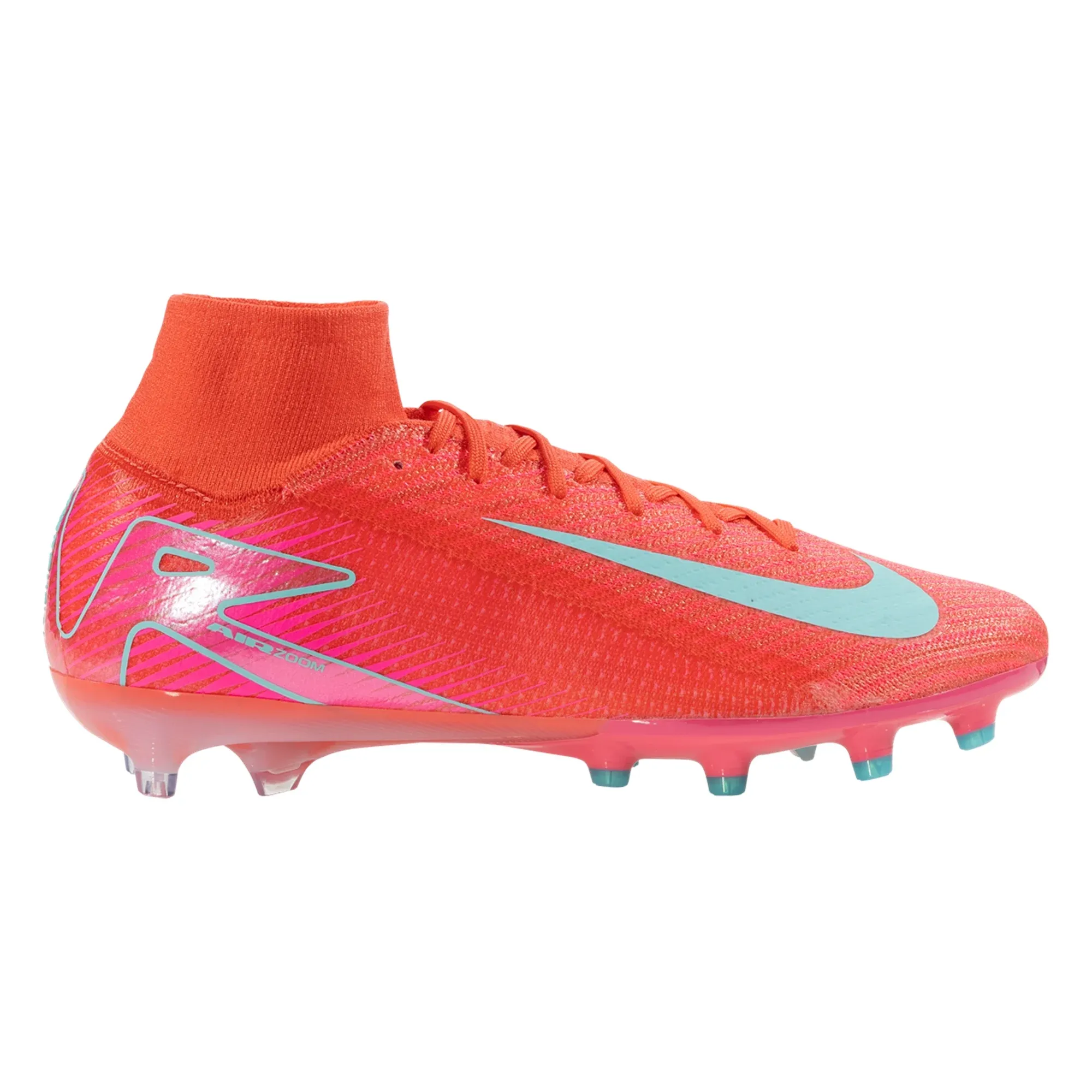 Nike Zoom Superfly 10 Elite AG-Pro Soccer Cleats (Ember Glow/Aurora Green) Power Strike