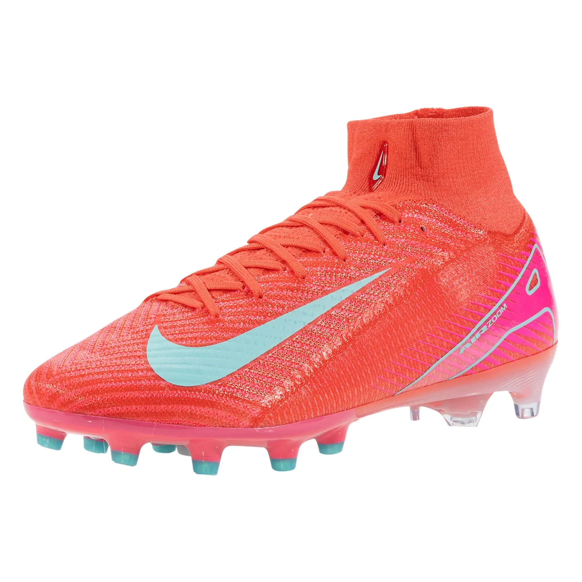 Competitive Level Nike Zoom Superfly 10 Elite AG-Pro Soccer Cleats (Ember Glow/Aurora Green)