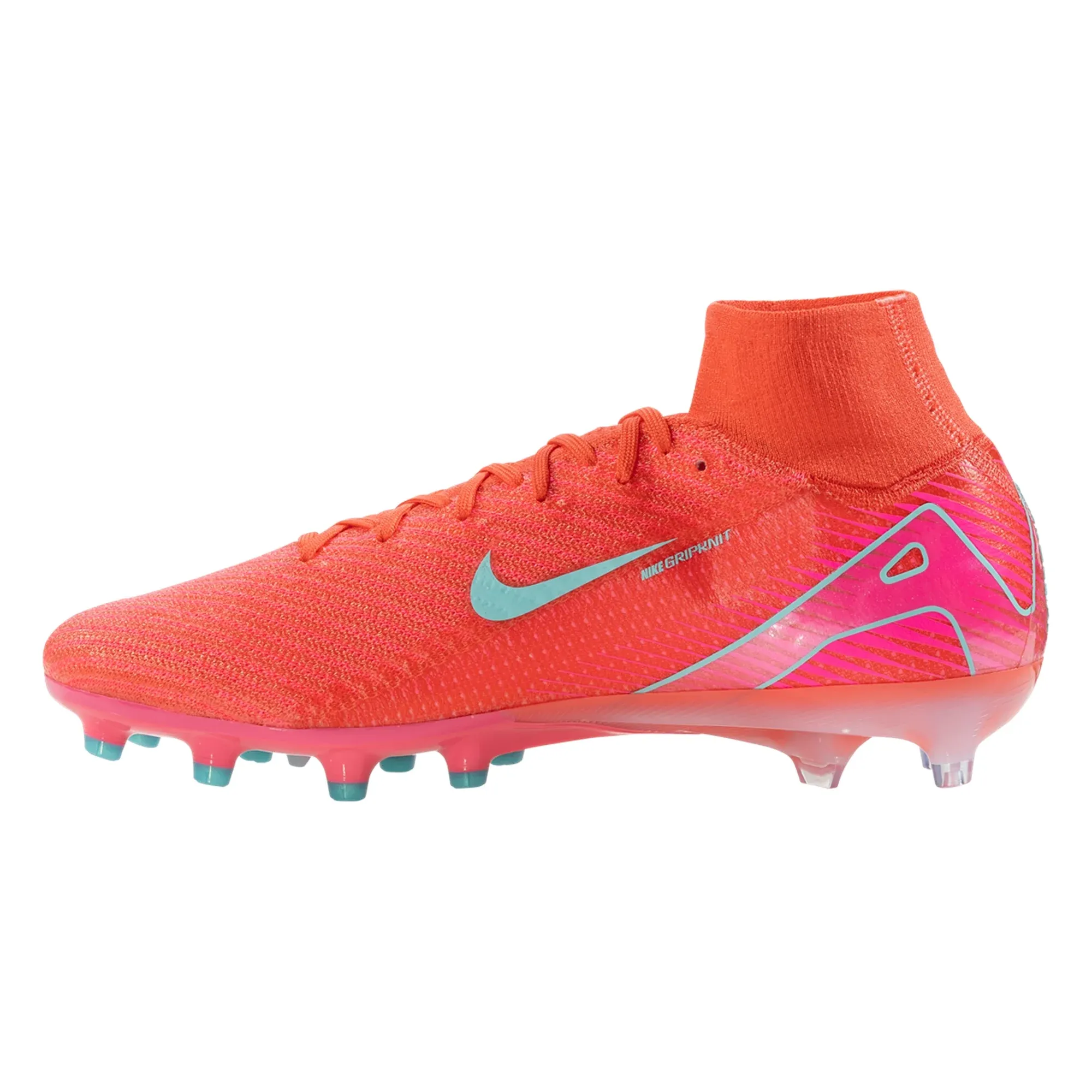 Nike Zoom Superfly 10 Elite AG-Pro Soccer Cleats (Ember Glow/Aurora Green) Sharp Grip Performance Zone