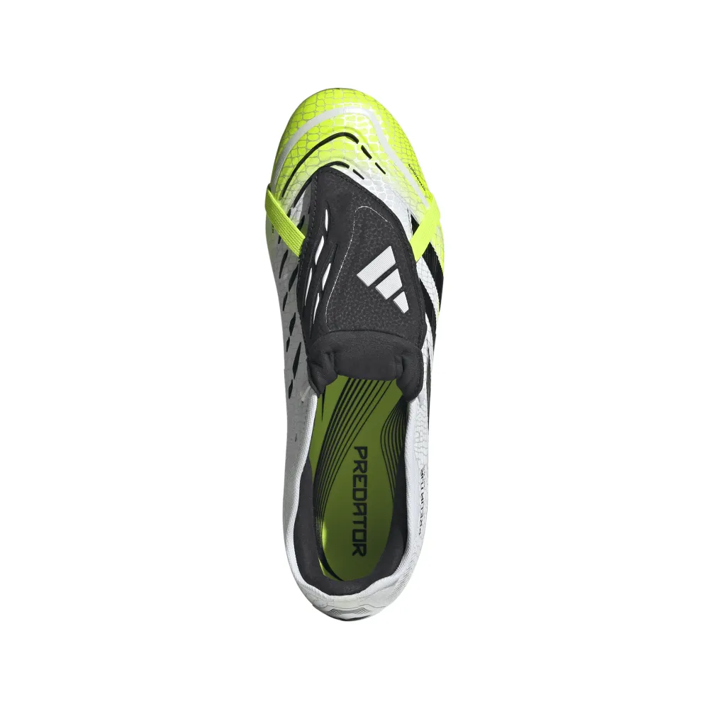 Adidas Predator Pro Fold-Over Tongue FG Football Boots (Cloud White/Core Black/Lucid Lemon) anti - slip outsole Luxe sole
