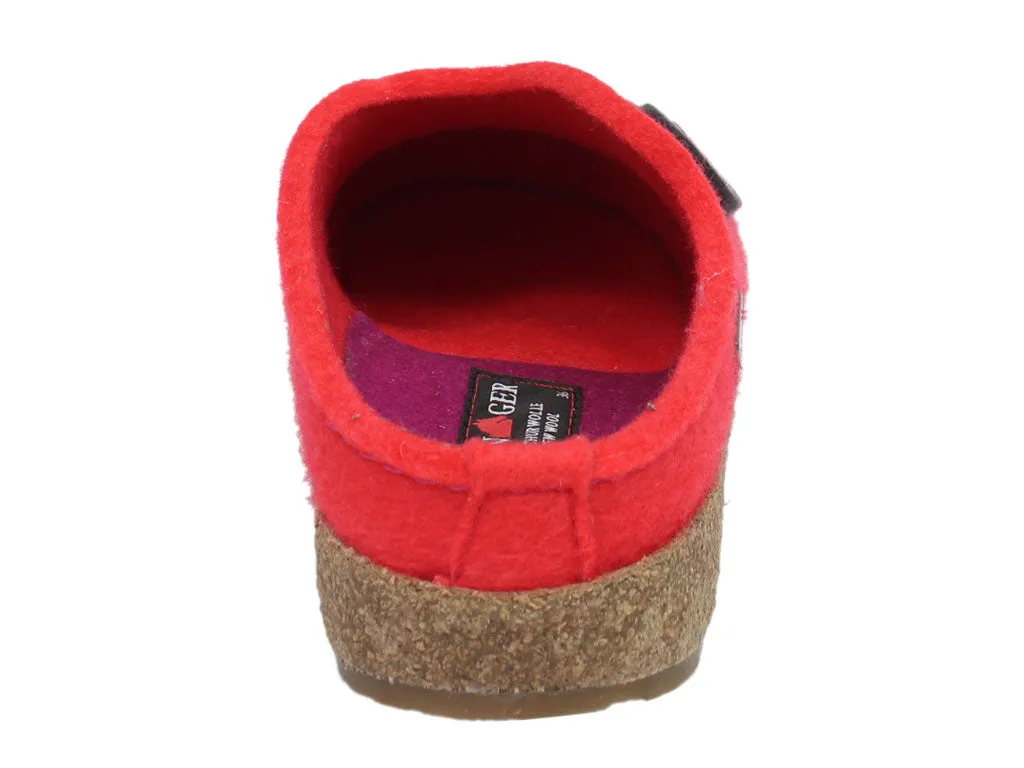 Haflinger Clogs Grizzly Kanon Coral Year long Fire Red
