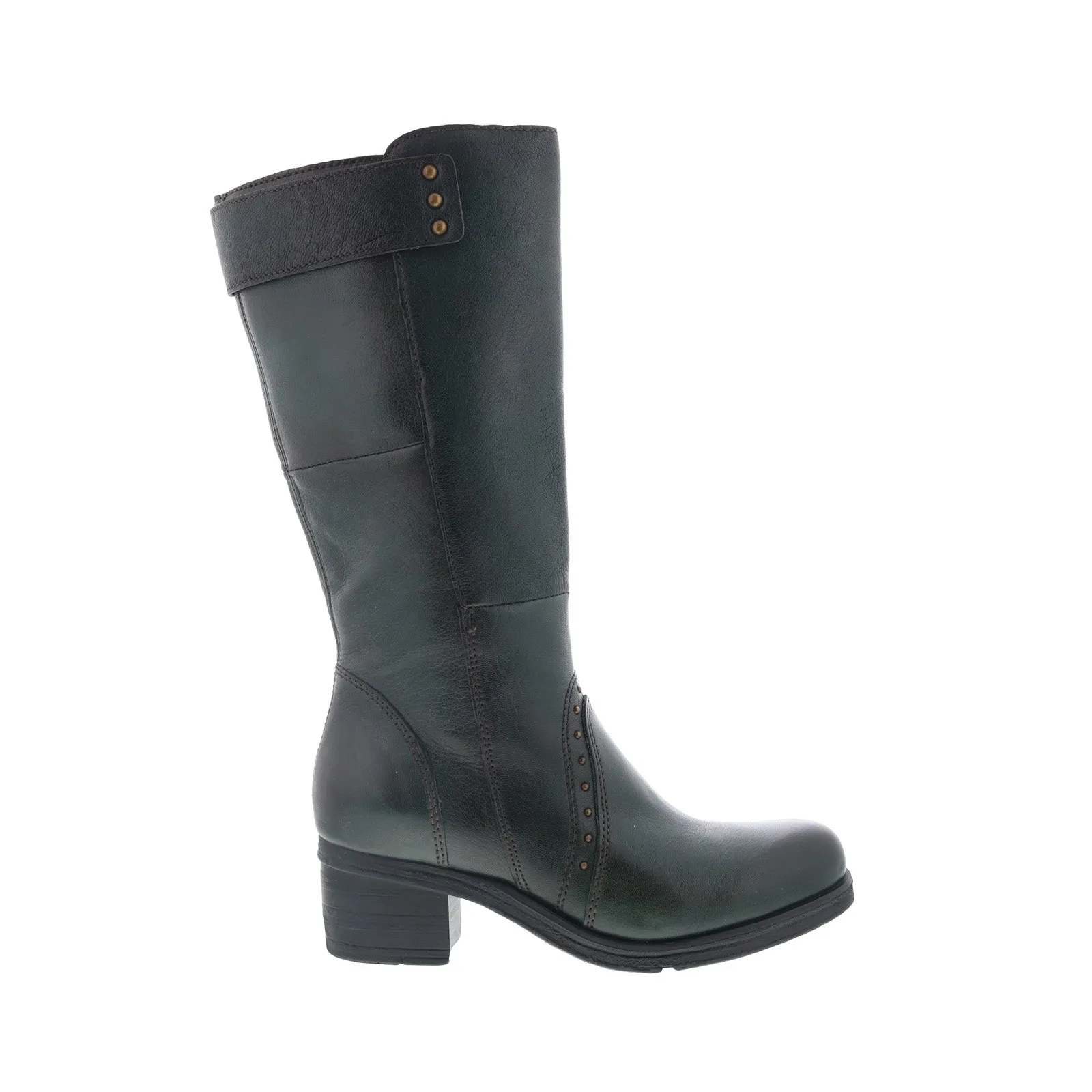 Miz Mooz Sharen Womens Green Leather Zipper Knee High Boots Flexible Stable base