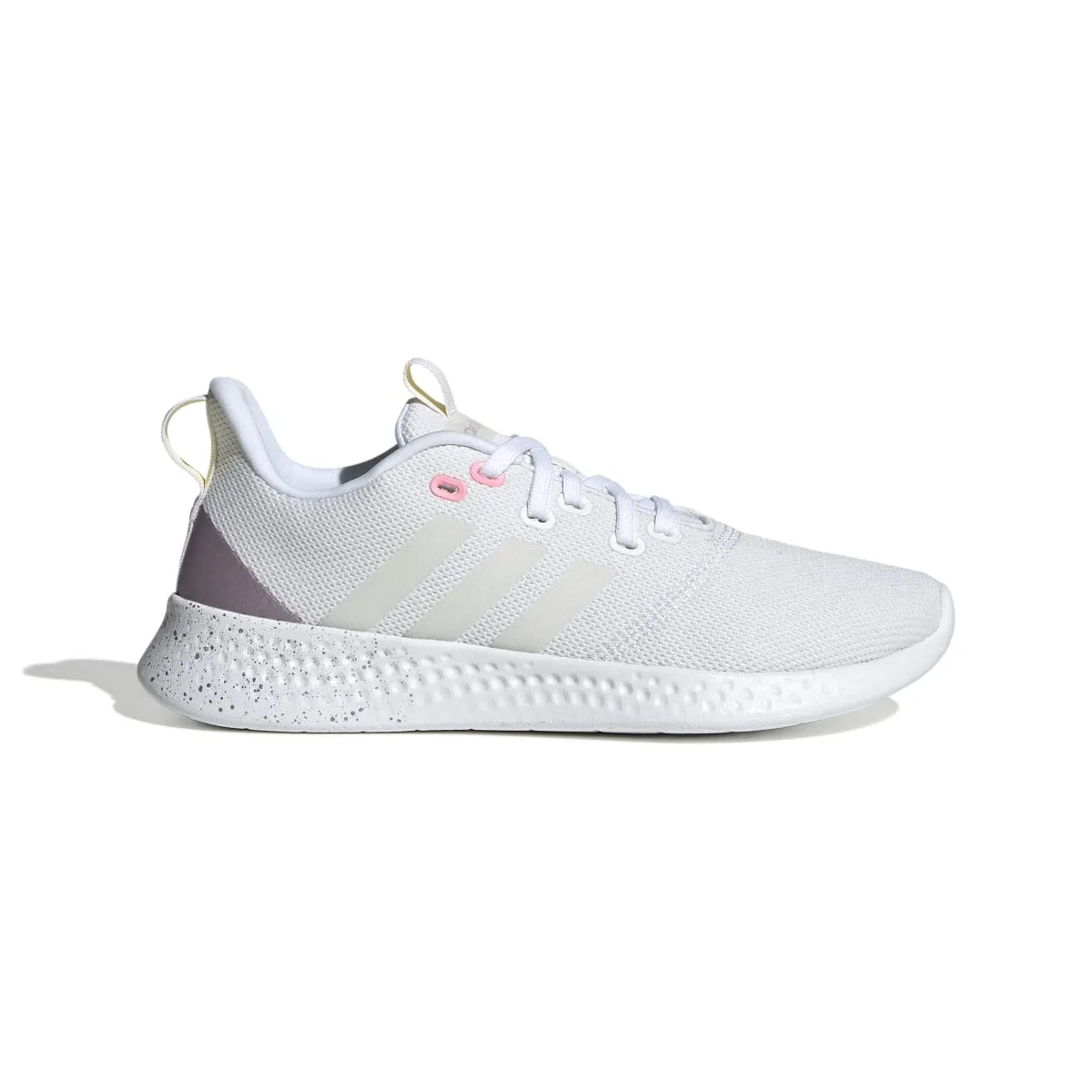 running with a group ADIDAS GV8930 PUREMOTION WMN'S (Medium) White/White/Purple Metallic Textile Running Shoes