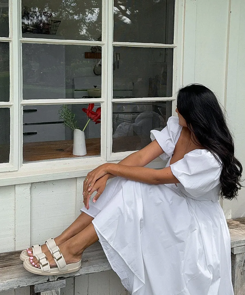 SOYA SANDALS WHITE LEATHER Soft Insole
