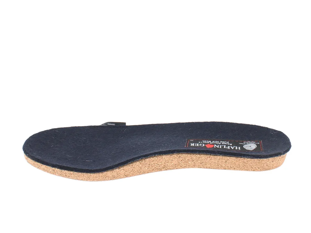 Haflinger Felt Slippers Emil Navy Blue Relax Slip Shoes Effortless Travel Fit