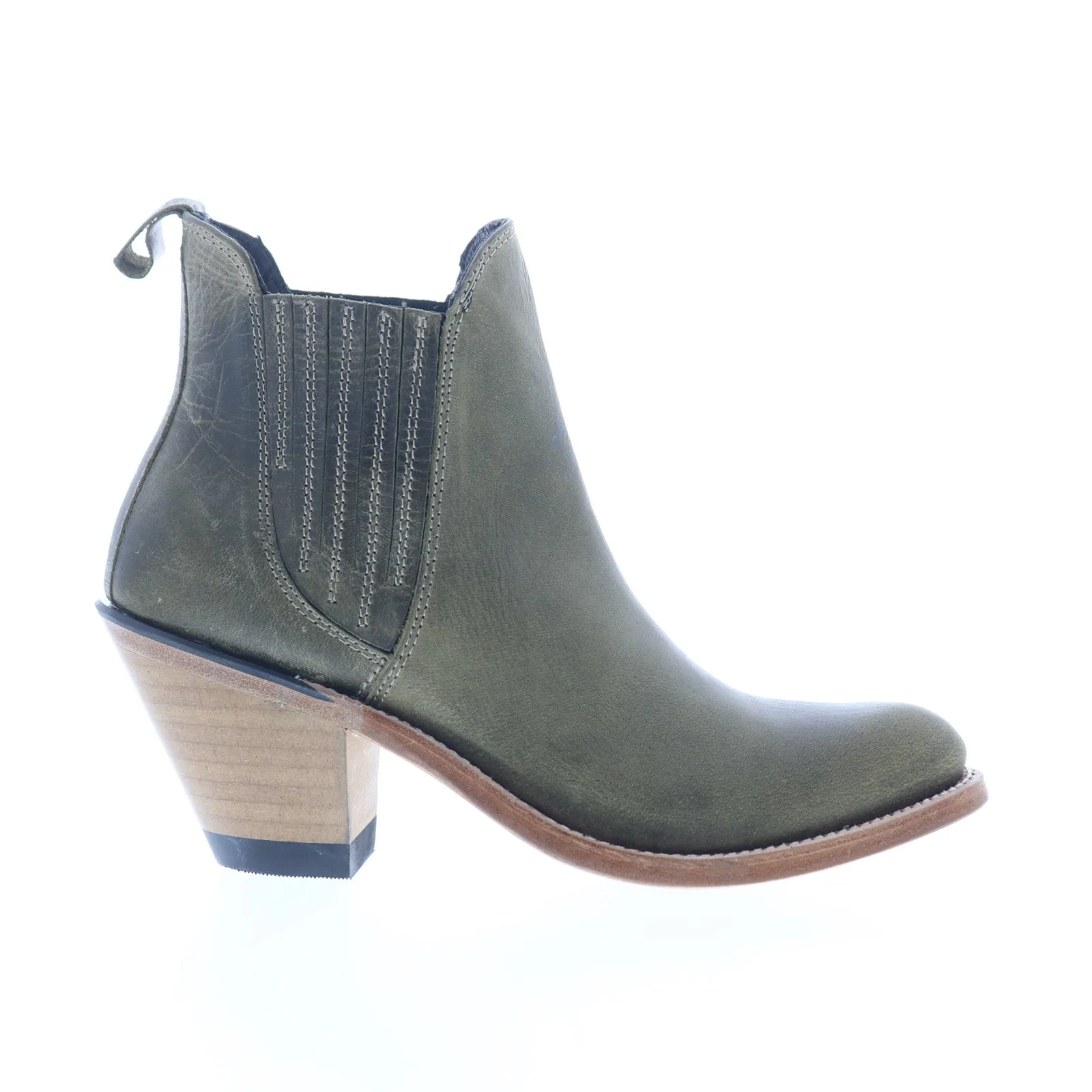 Jama Old West 18158 Womens Green Leather Slip On Cowboy Western Boots Lightweight Build subtle style