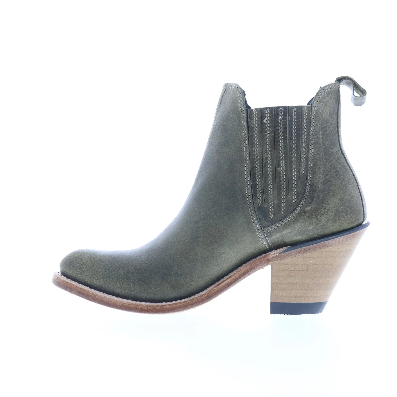 Jama Old West 18158 Womens Green Leather Slip On Cowboy Western Boots Adventure Time