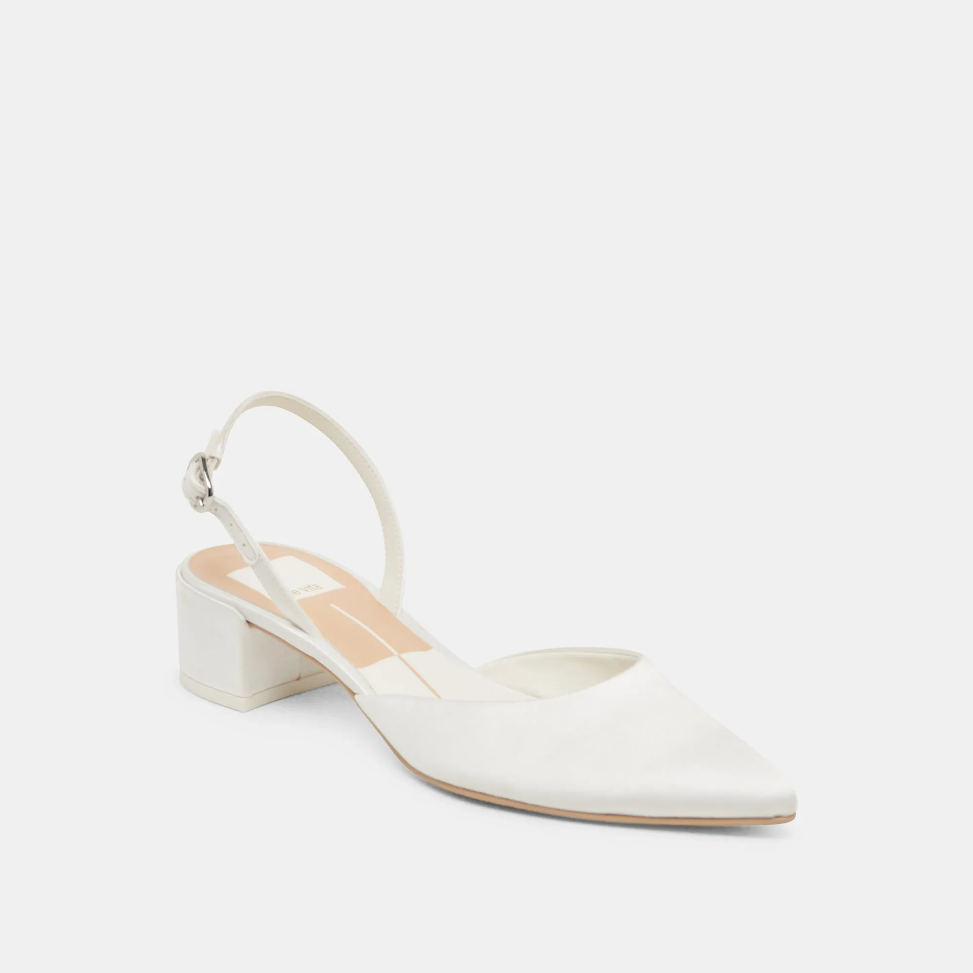 CAREL HEELS TRUE WHITE SATIN Luxury Leather Pumps Strappy Sandals