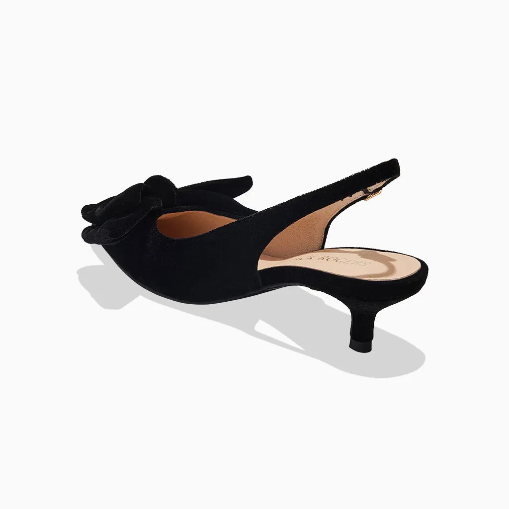 Posture aid Year Trust Debra Sling Back Velvet Kitten Heel