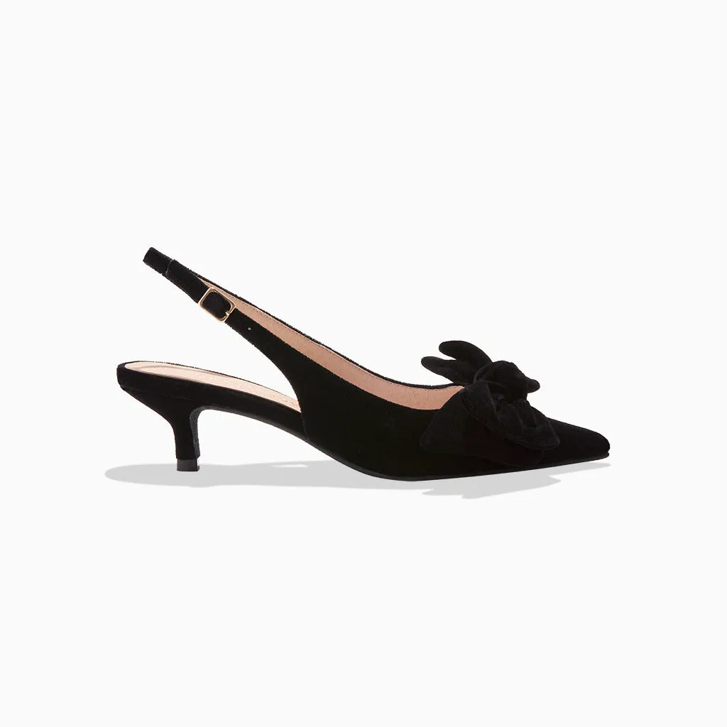 Debra Sling Back Velvet Kitten Heel Shockproof
