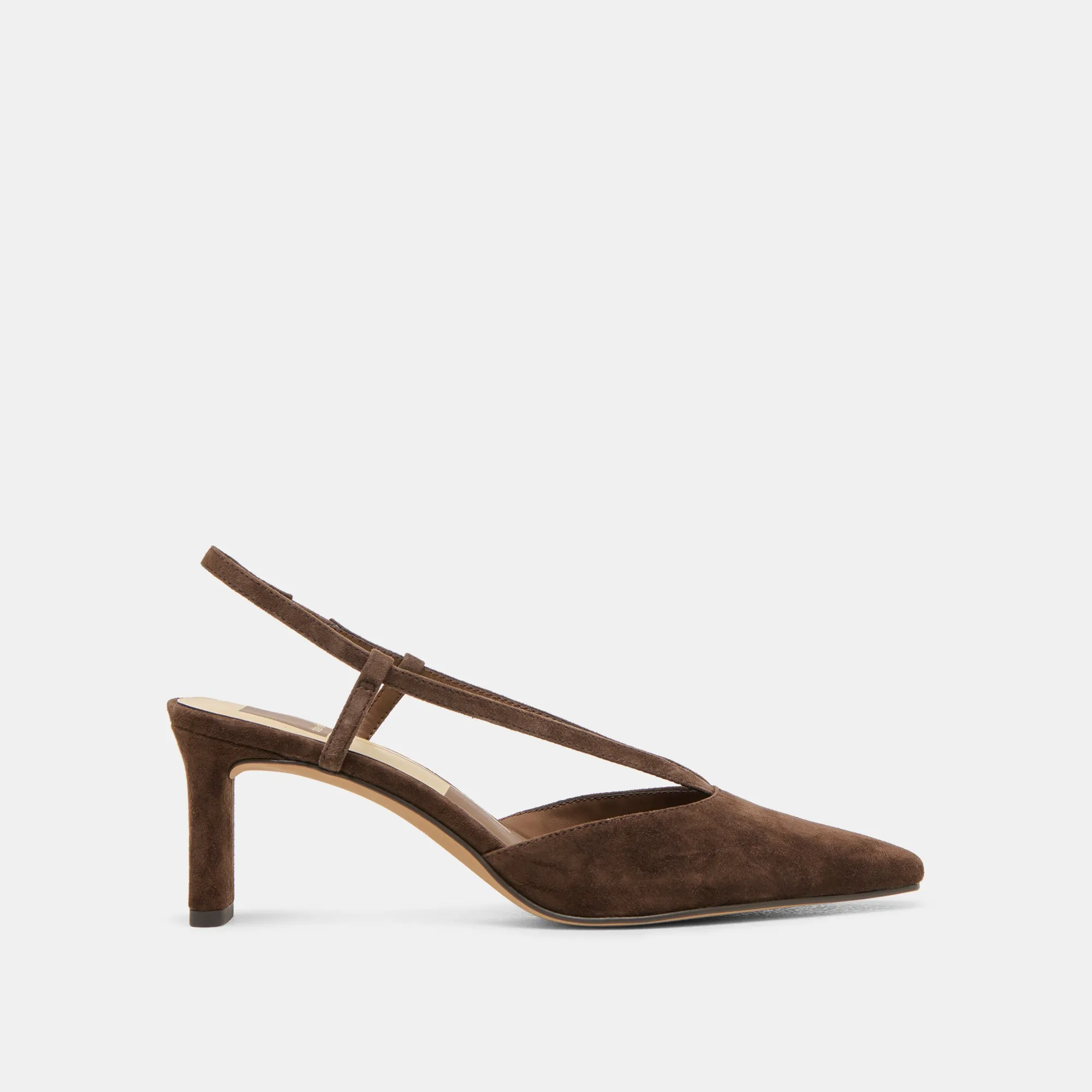 Contoured Footbed GINAY HEELS DK BROWN SUEDE