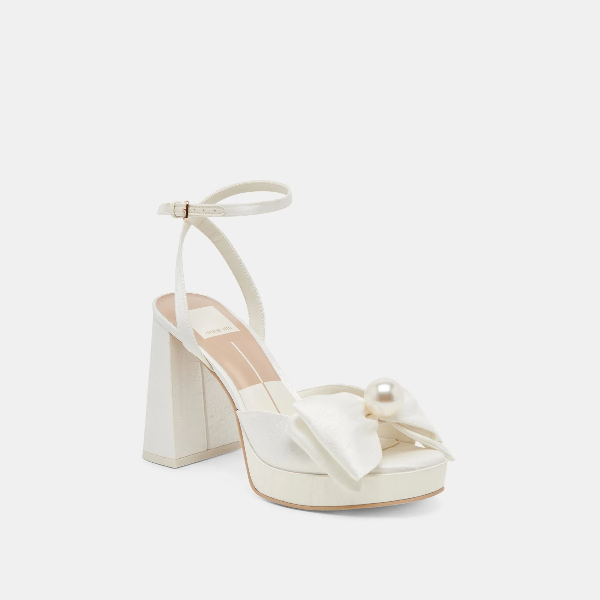 PATTON HEELS IVORY SATIN Contoured Footbed Soft Material