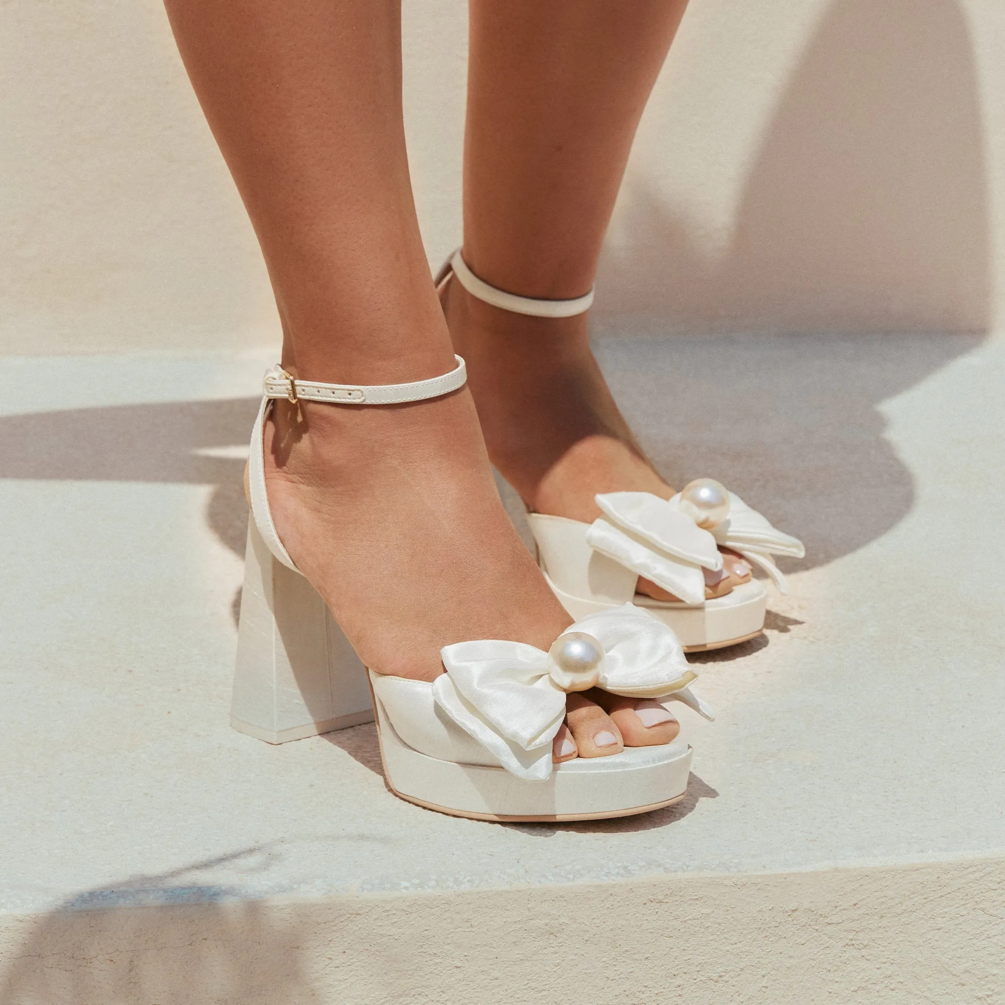 PATTON HEELS IVORY SATIN Outdoor Wedding Heels Party Shoes with Heels