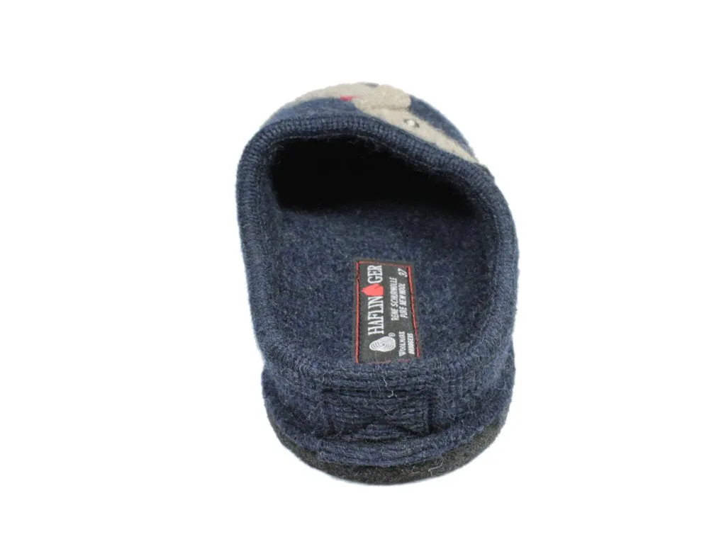 Ventilated Upper Anti slip technology Haflinger Slippers Flair Dachs Dog Blue