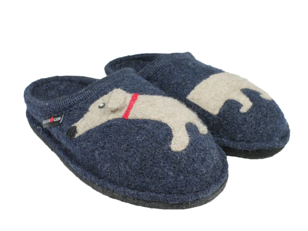 Haflinger Slippers Flair Dachs Dog Blue Quick Travel Speed Enhancement