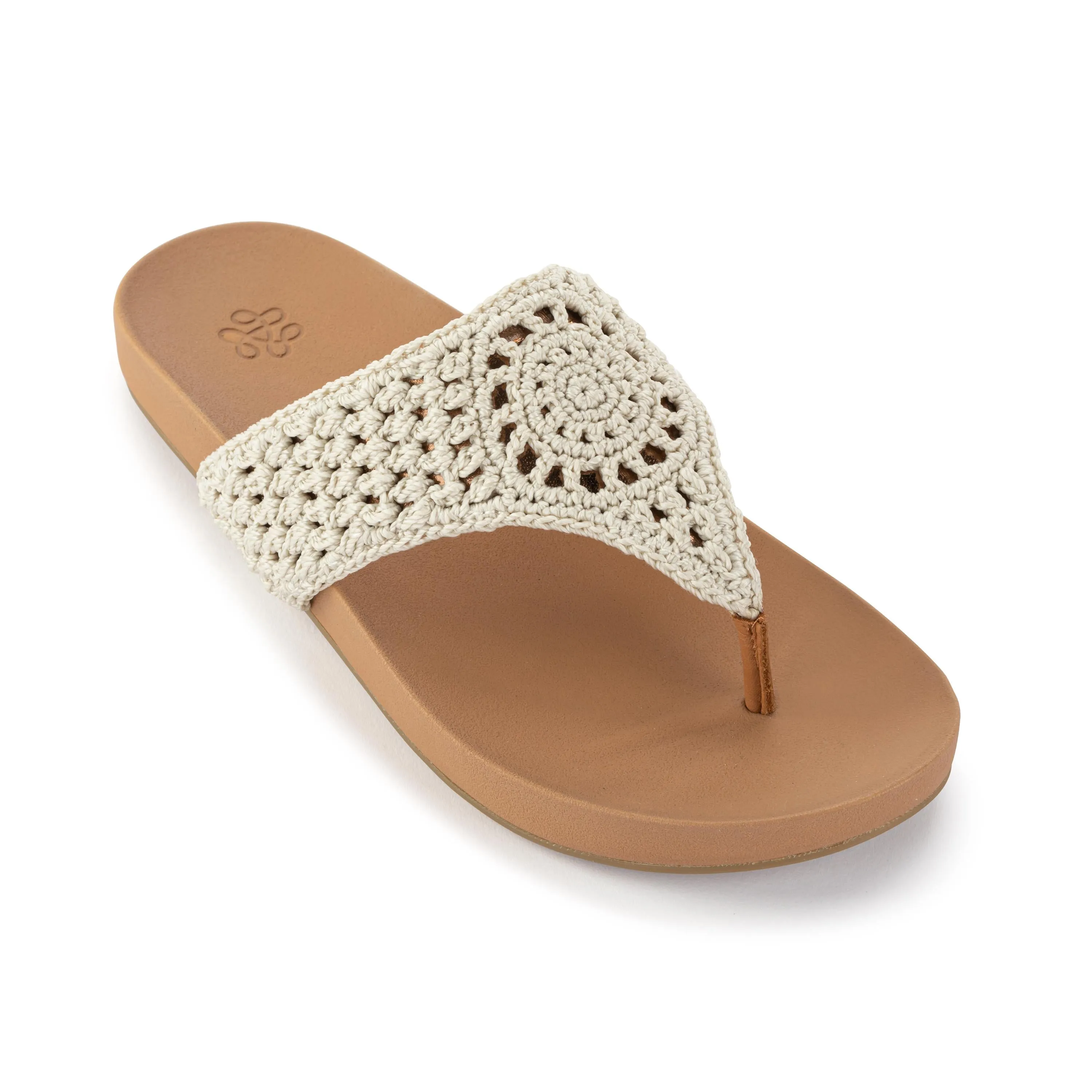 Everly Sandal - Hand Crochet - Natural Medallion Soft Move Comfort Walk